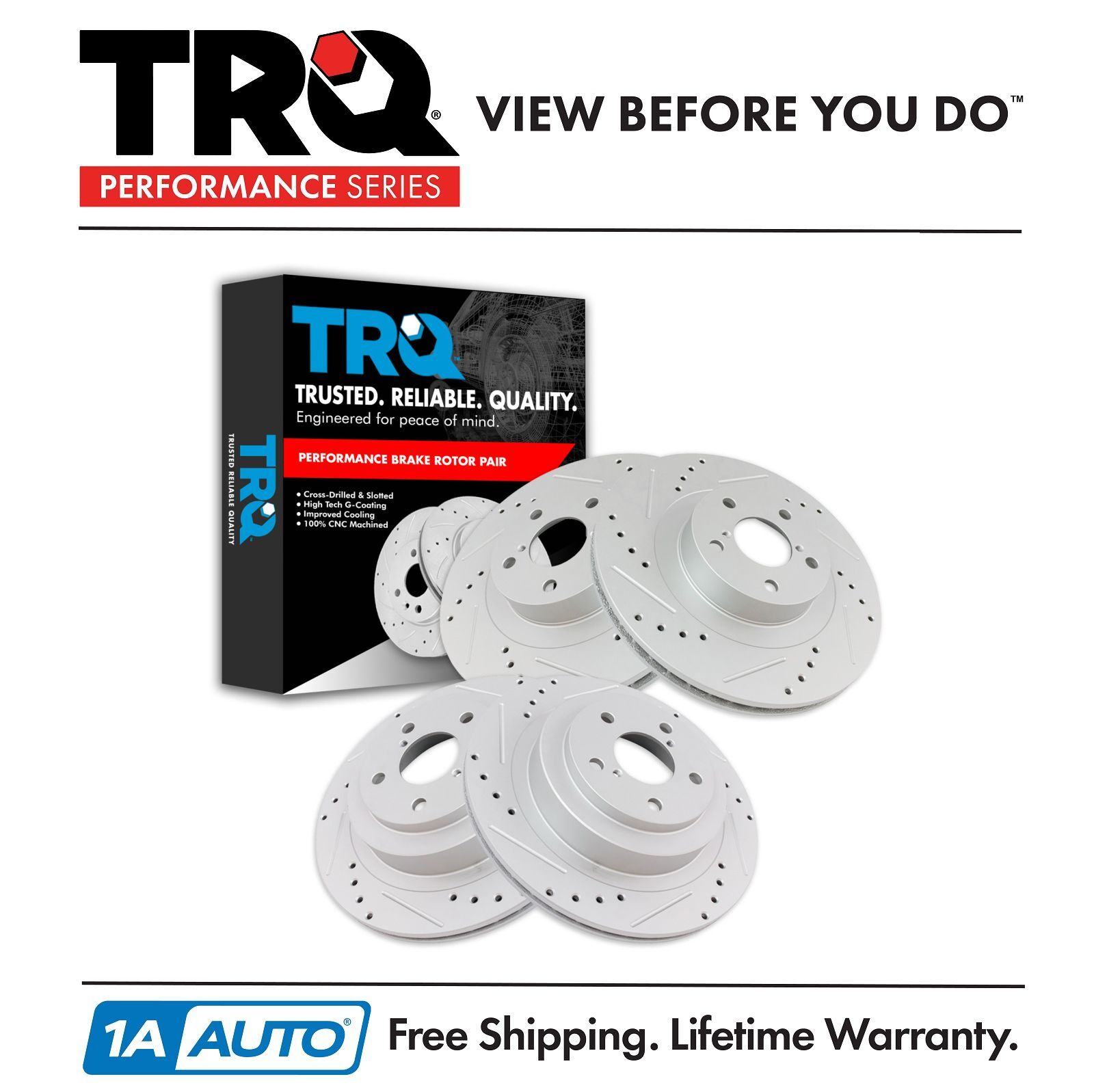 TRQ Drilled Brake Rotor Set Fits Subaru Baja Impreza Legacy Outback