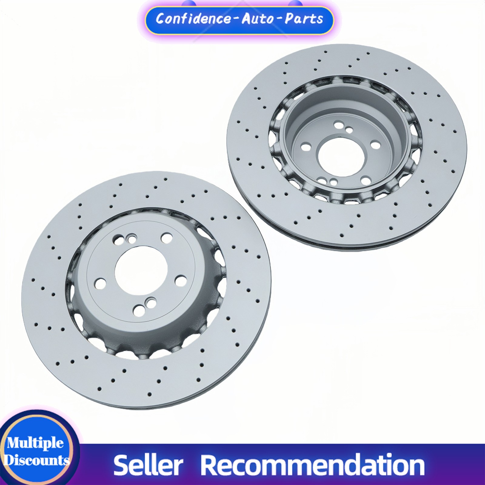 Set of 2 For BMW F80 F82 F83 F87 M2 M3 M4 3.0L L6 Rear 370mm Disc Brake Rotors