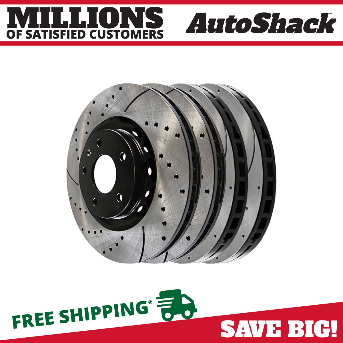 Front and Rear Drilled Brake Rotors Black Set of 4 for Ford Explorer Flex 3.5L