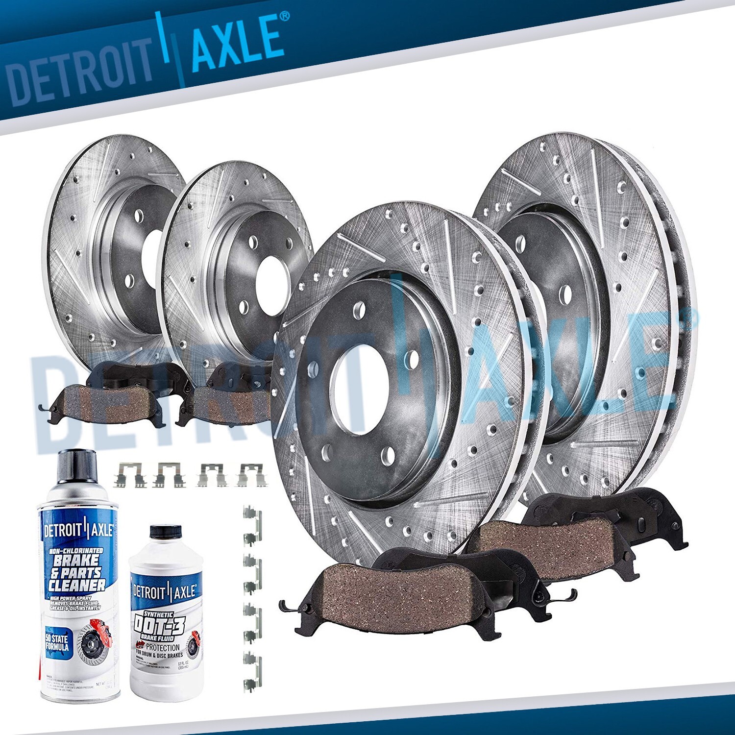 Front and Rear Drilled Rotors Ceramic Brake Pads kit for 2002-2005 Toyota Camry