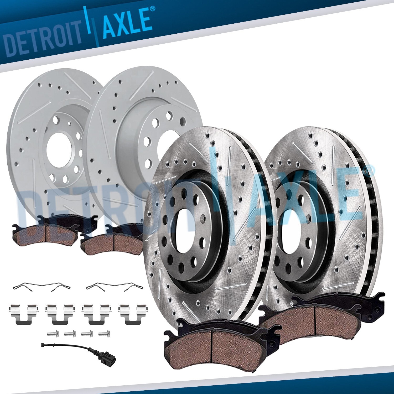 8pc Front Rear Drilled Brake Rotors and Brake Pads Kit for A3 Quattro Eos Jetta
