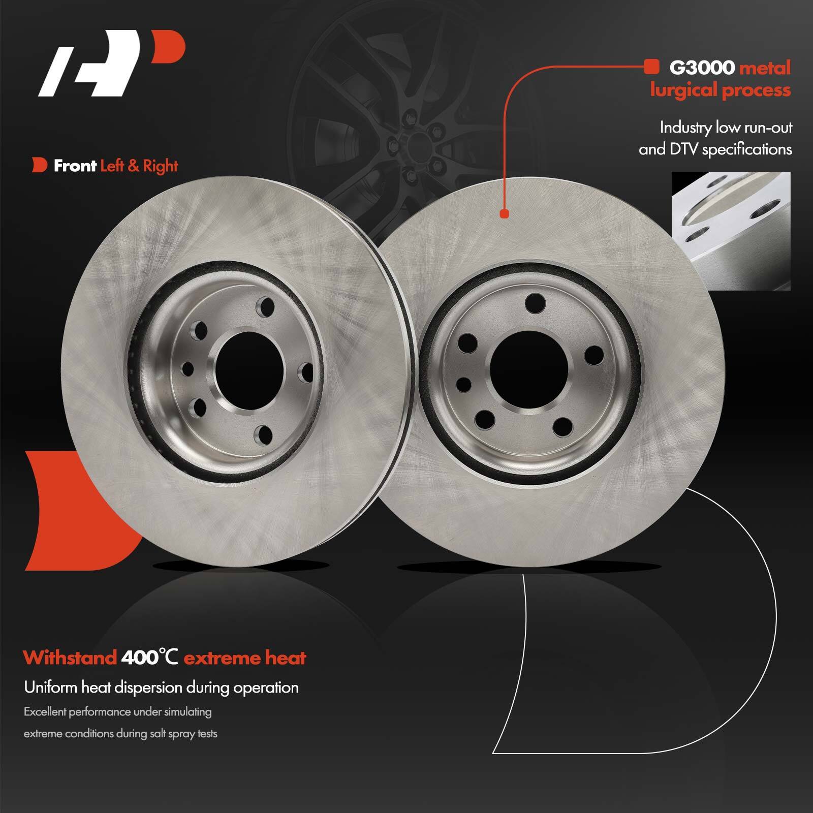 A-Premium Front Disc Brake Rotors for Volvo S60 2011-2018 XC70 V60 Land Rover