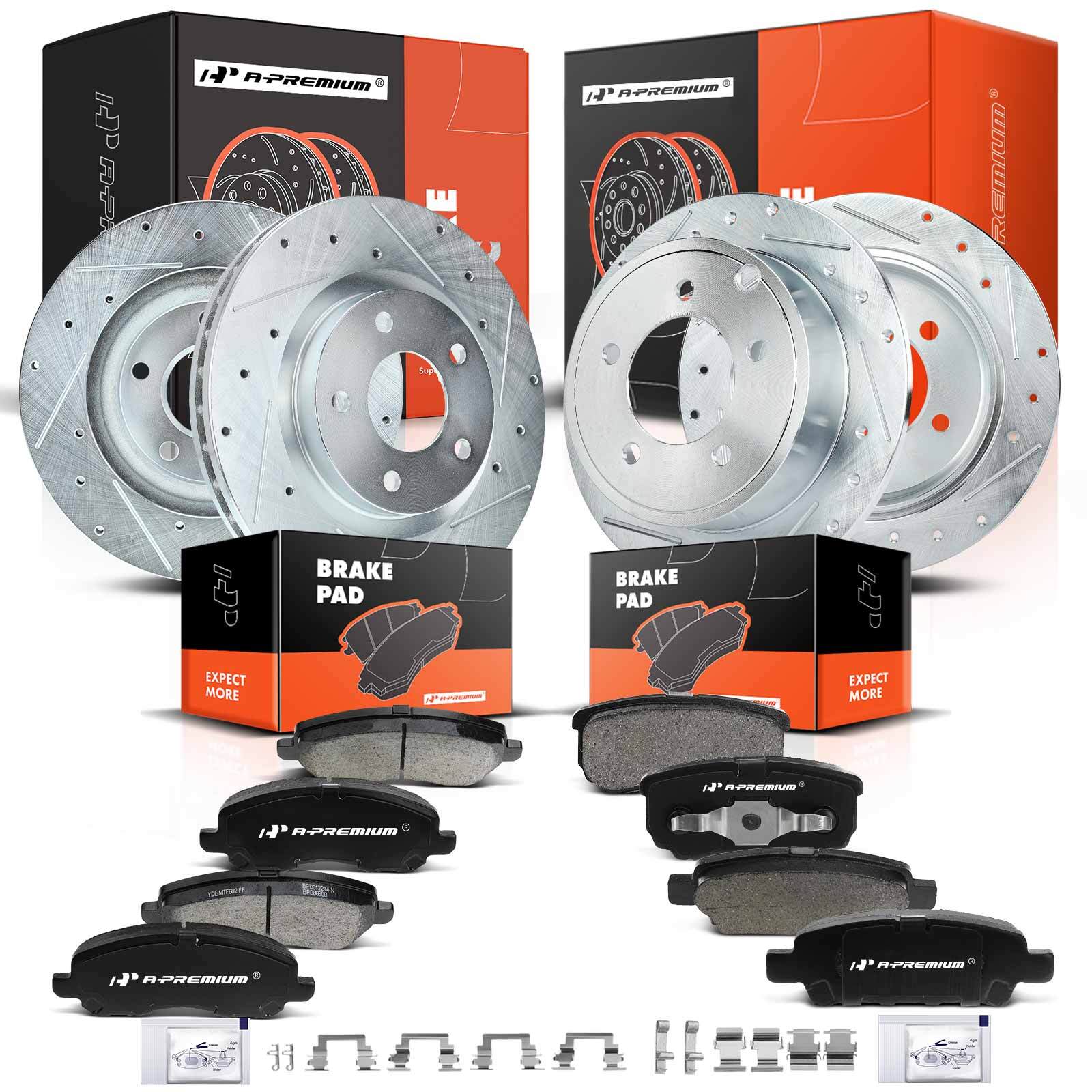 A-Premium Front & Rear Drilled Brake Rotors & Ceramic Pads for Jeep Compass Chry