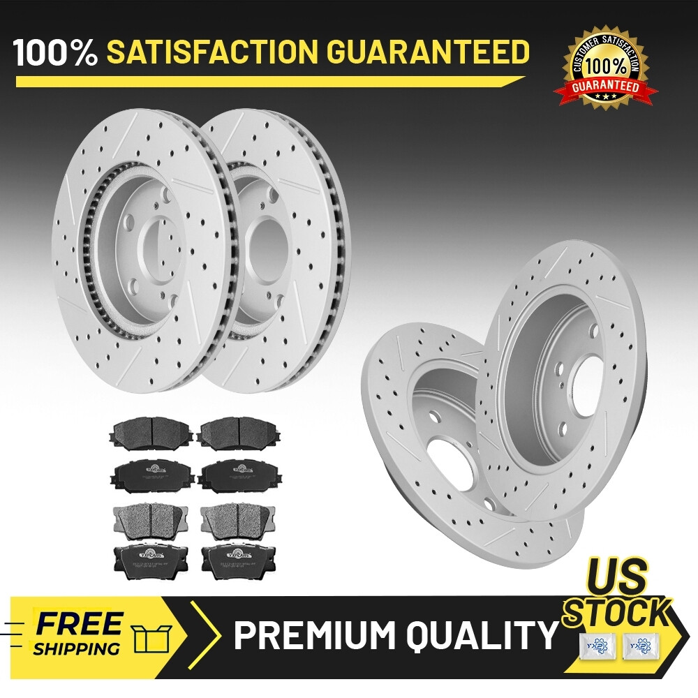 For 2006-2018 Toyota RAV4 Lexus HS250h Front Rear Disc Rotors Ceramic Pads Set