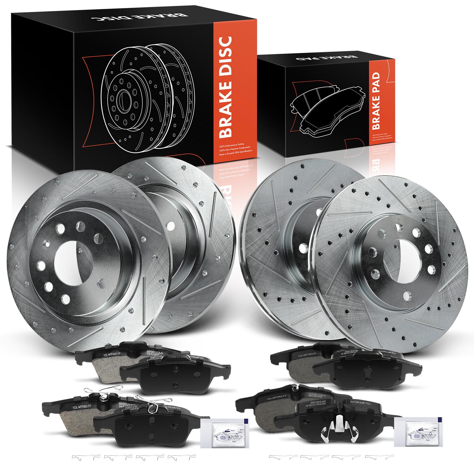 12x Drilled Brake Rotors&Ceramic Brake Pads for Saab 9-3 2004-2010 Front & Rear