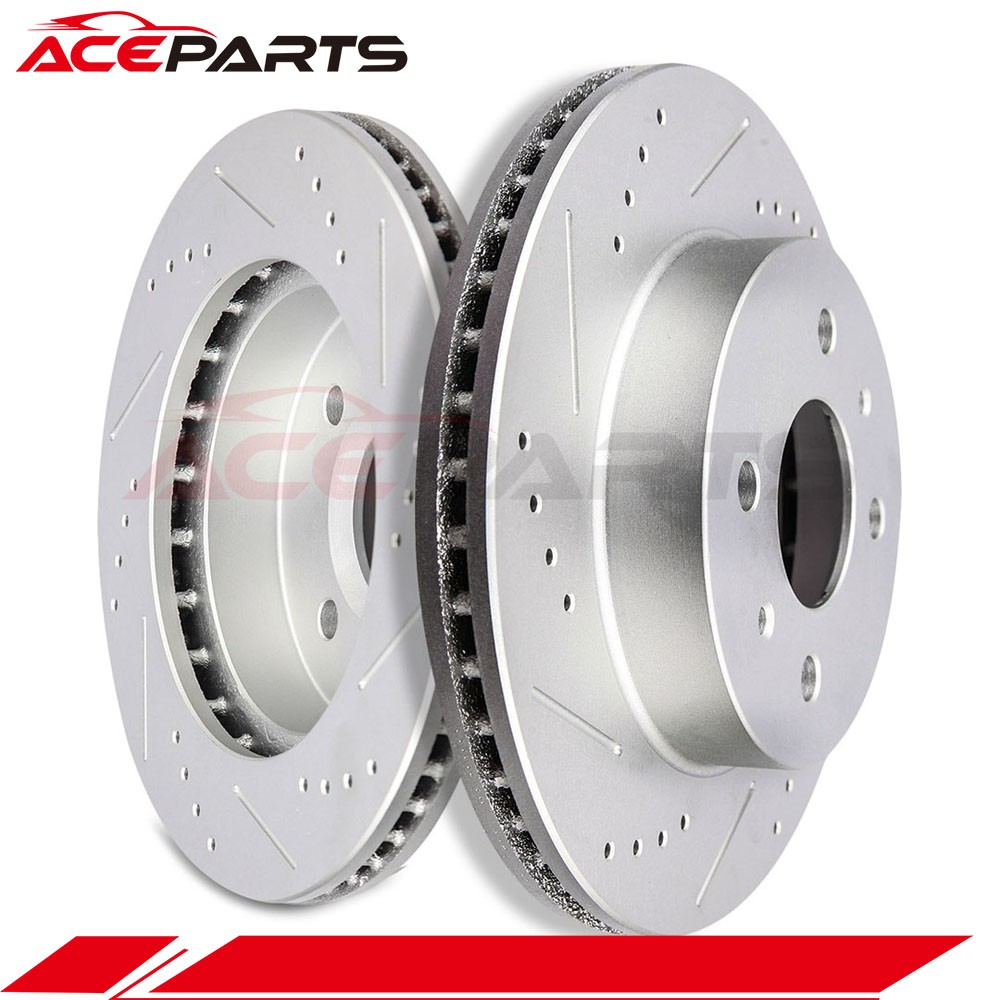 2 FRONT 250 MM BRAKE ROTORS DRILLED AND SLOTTED FITS 1993 – 2002 SATURN SW SC SL