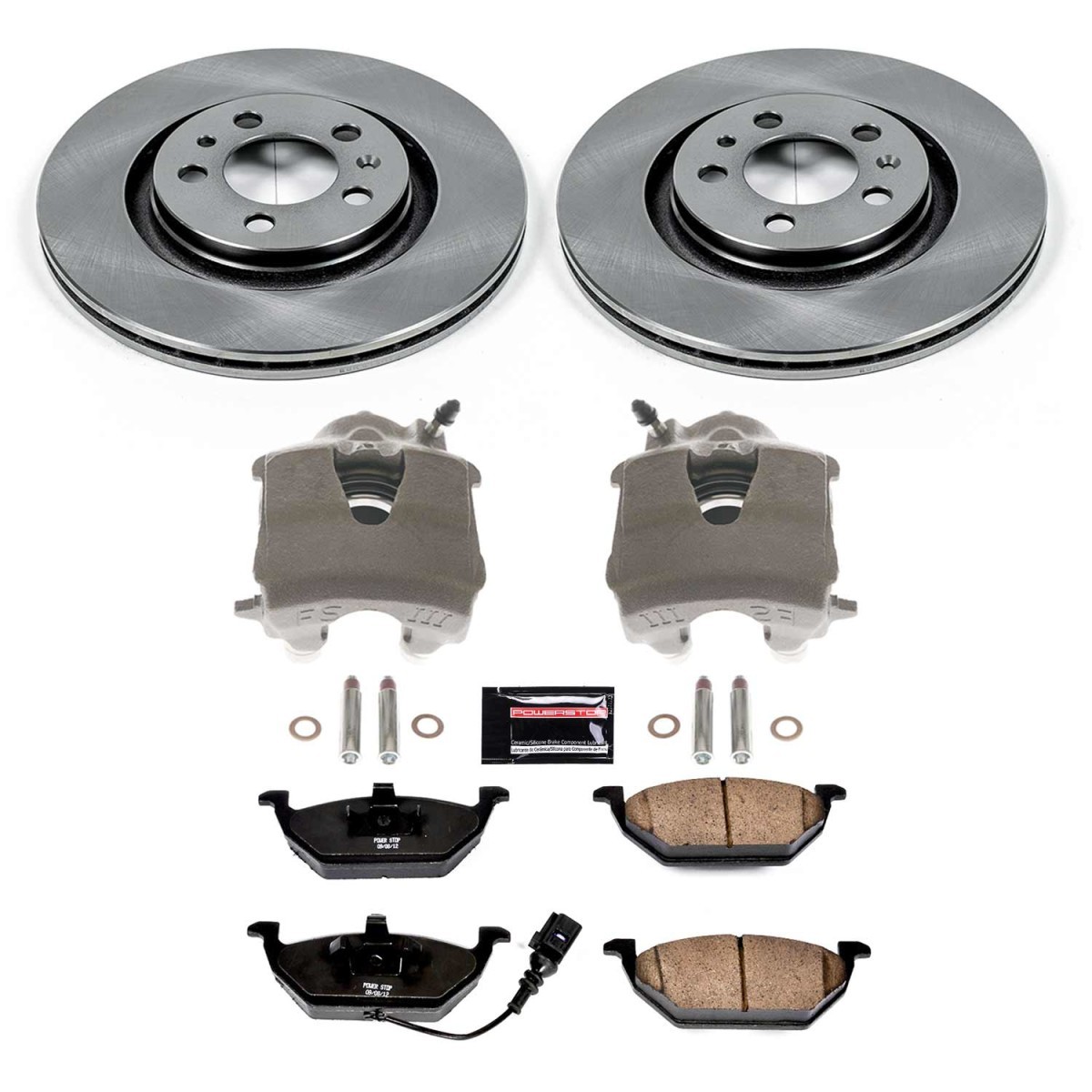 Powerstop Front Pair 279mm Brake Discs Calipers Pads Kit for Beetle Golf Jetta
