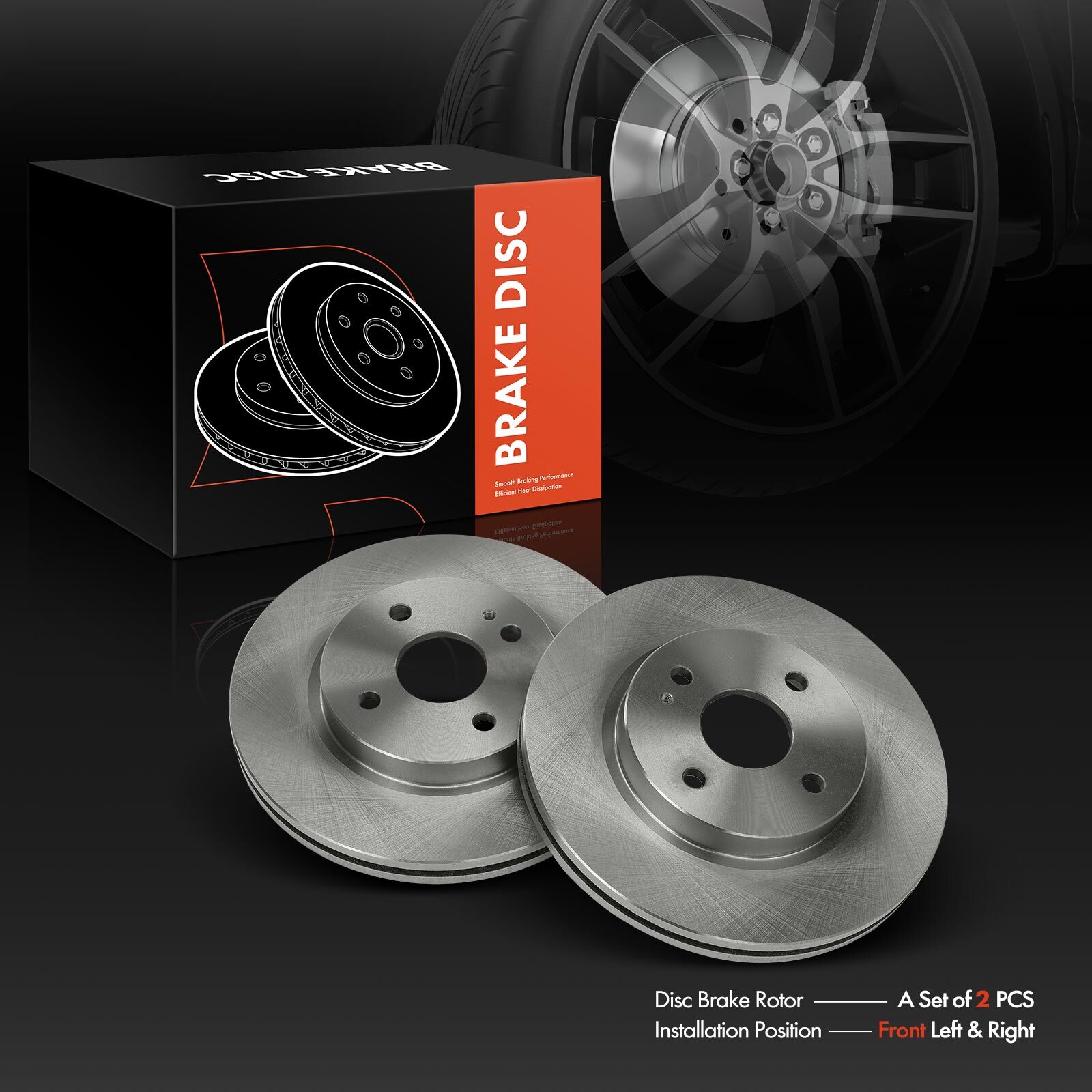 2pcs Front Left & Right Disc Brake Rotors for Mazda 2 2011-2014 L4 1.5L 258 mm