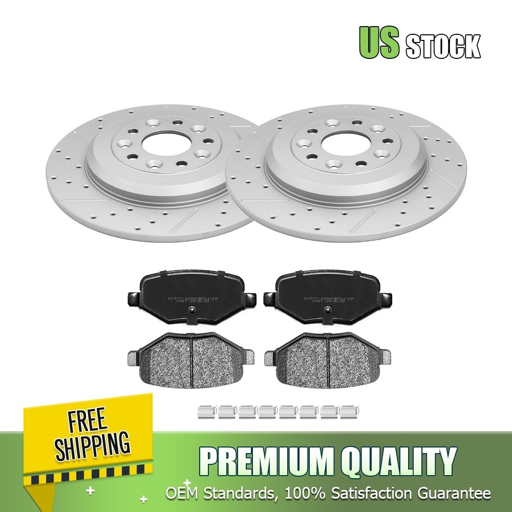 Rear Drilled Rotors Brake Ceramic Pads for Ford Taurus Explorer Flex Lincoln MKS