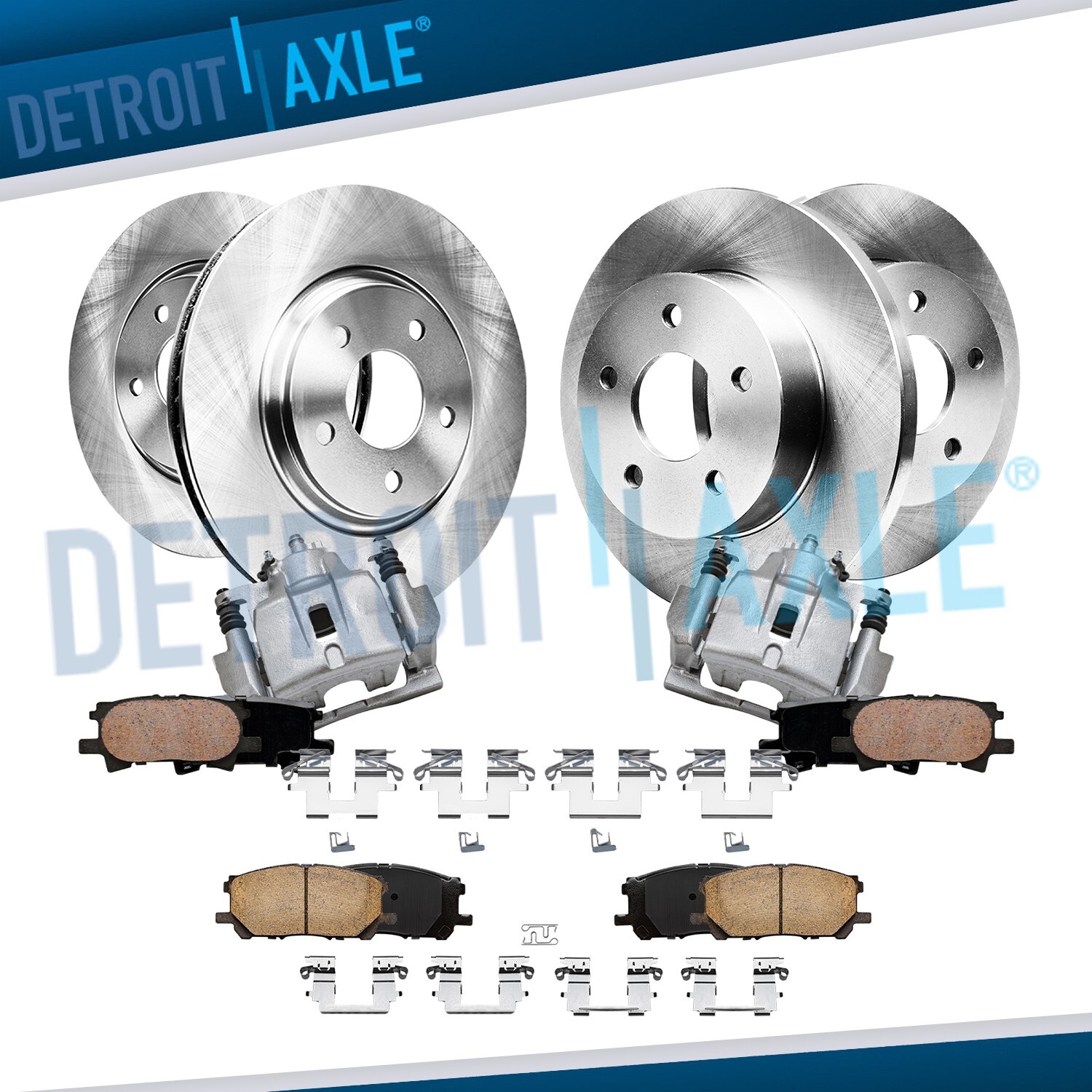 Front Rear Disc Rotors Brake Pads Calipers w/Bracket for RX330 RX400h Highlander