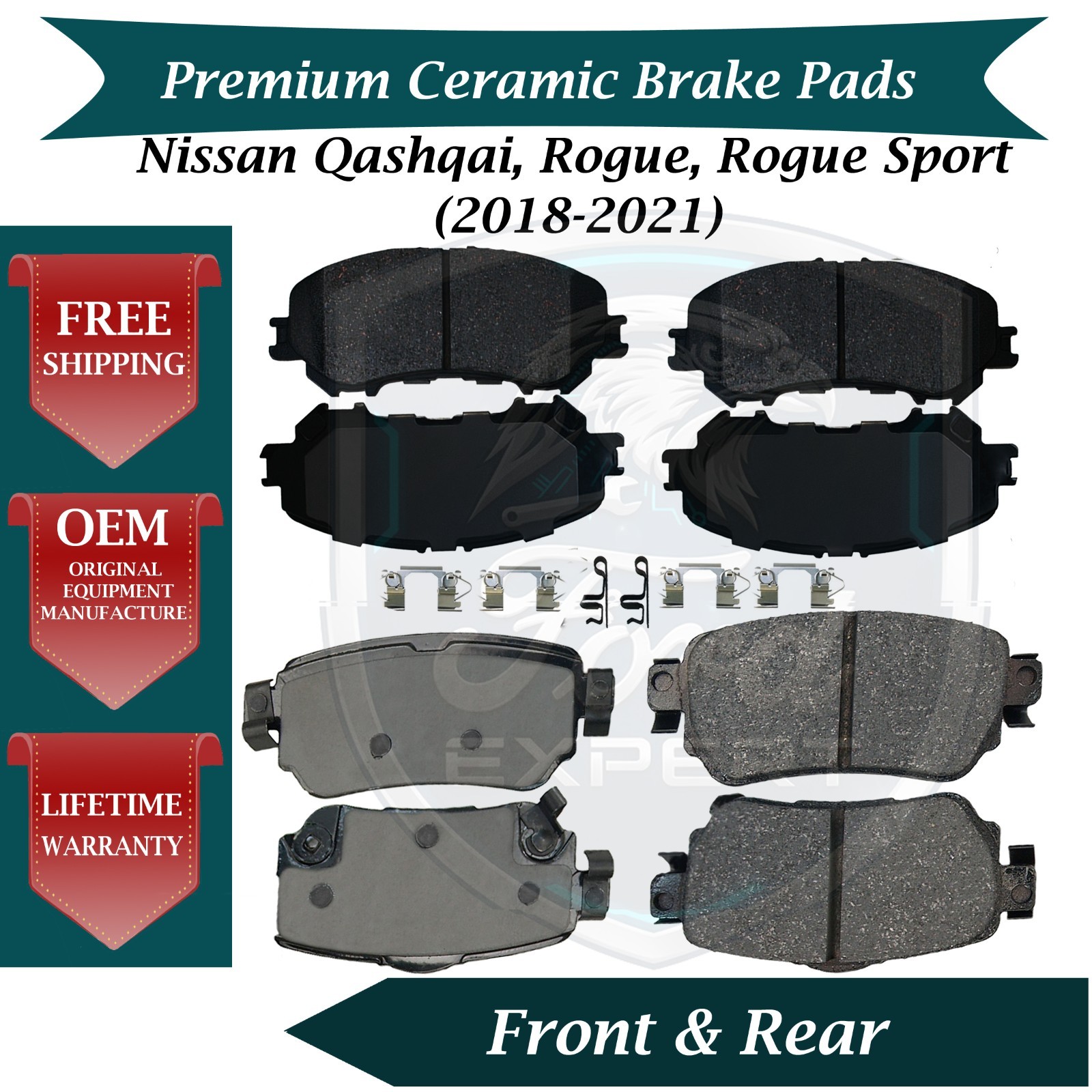 Akebono OEM Front & Rear Ceramic Brake Pads Kit For 2018-2021 Nissan 9 Yr Warra.