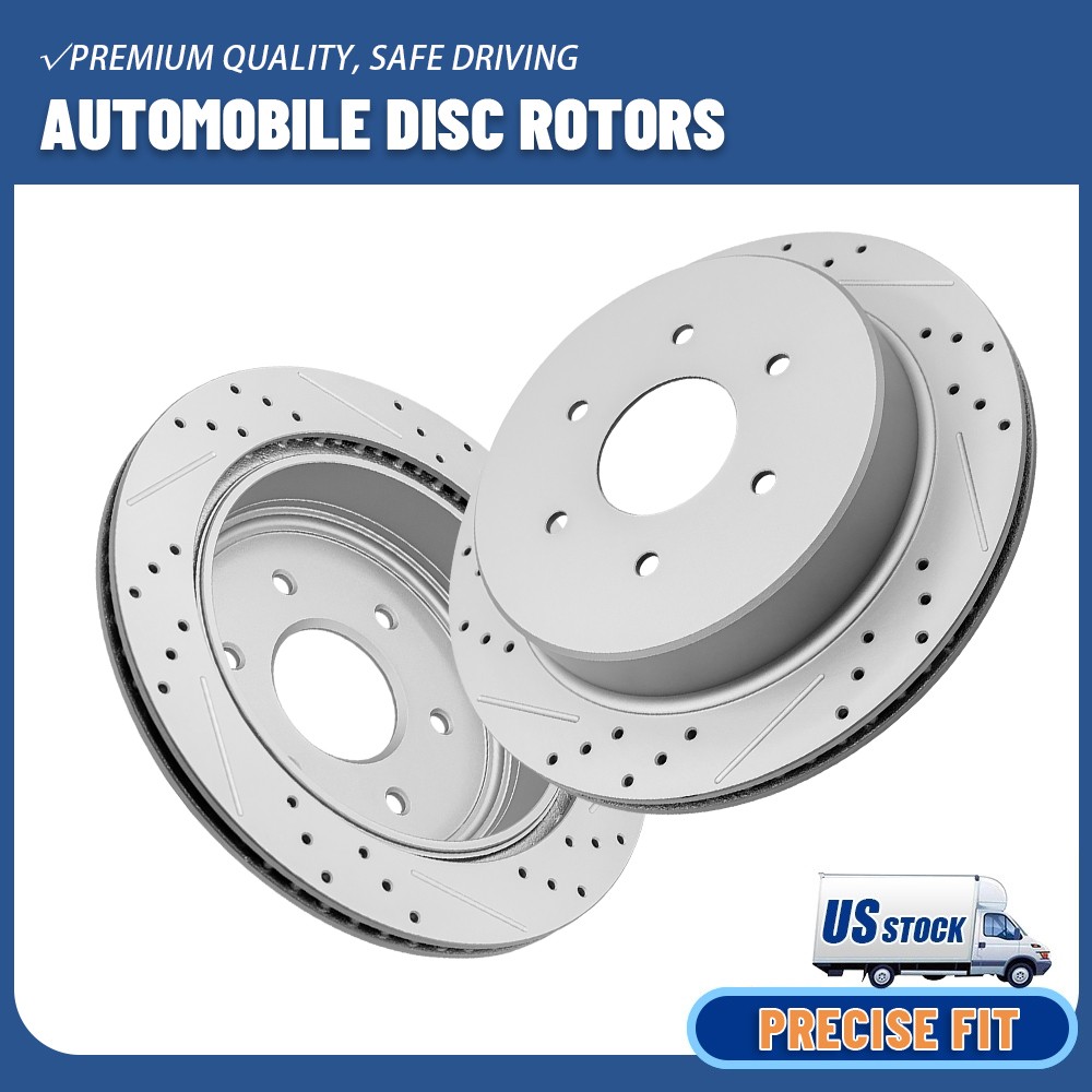 Rear Drilled Disc Brake Rotors Kit for 2017 2018 2019 2020 – 2024 Nissan Titan