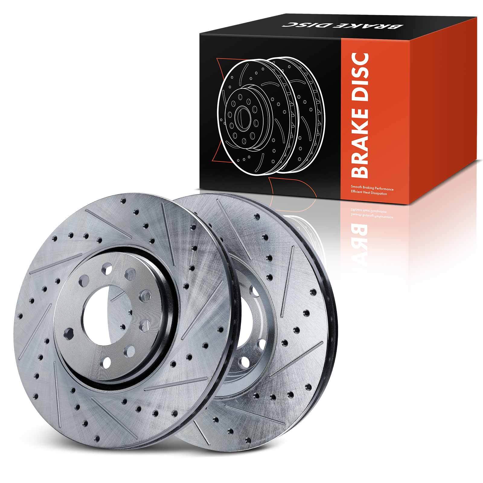 2x Front LH & RH Side Drilled Brake Rotors for Saab 9-3 2003-2011 9-3X 2010-2011
