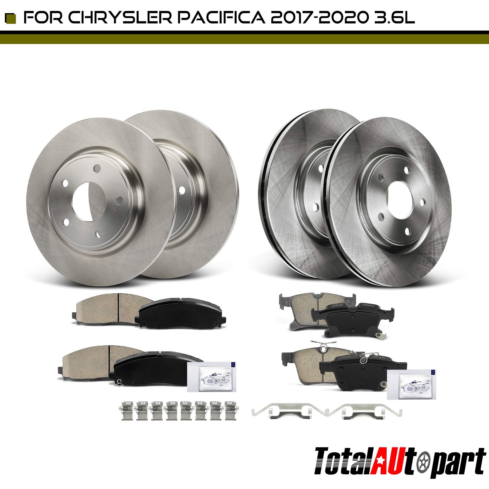12Pcs Disc Brake Rotors & Ceramic Pads for Chrysler Pacifica 17-20 Front & Rear