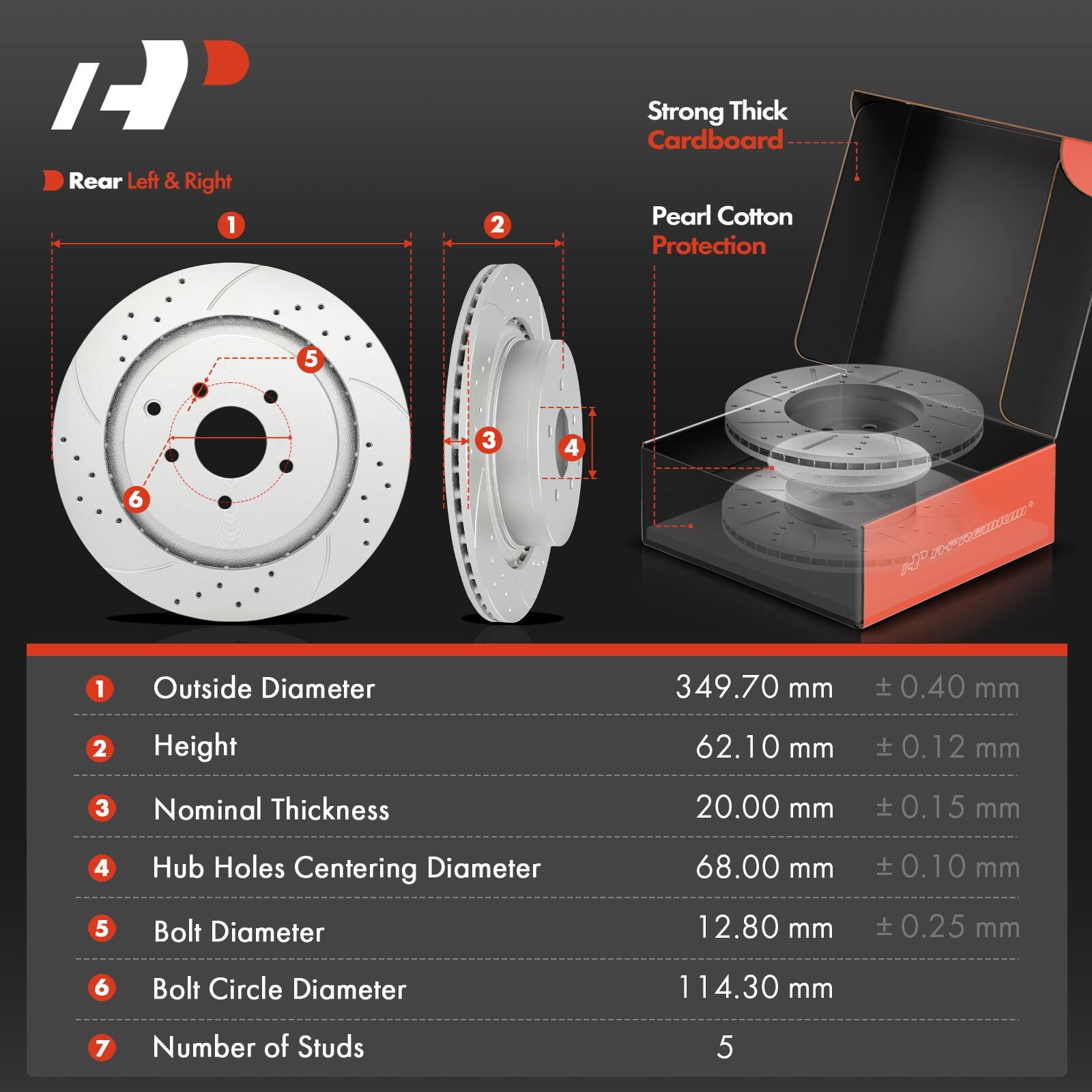 A-Premium Front & Rear Drilled Brake Rotors & Ceramic Pads for INFINITI Q50 Q60