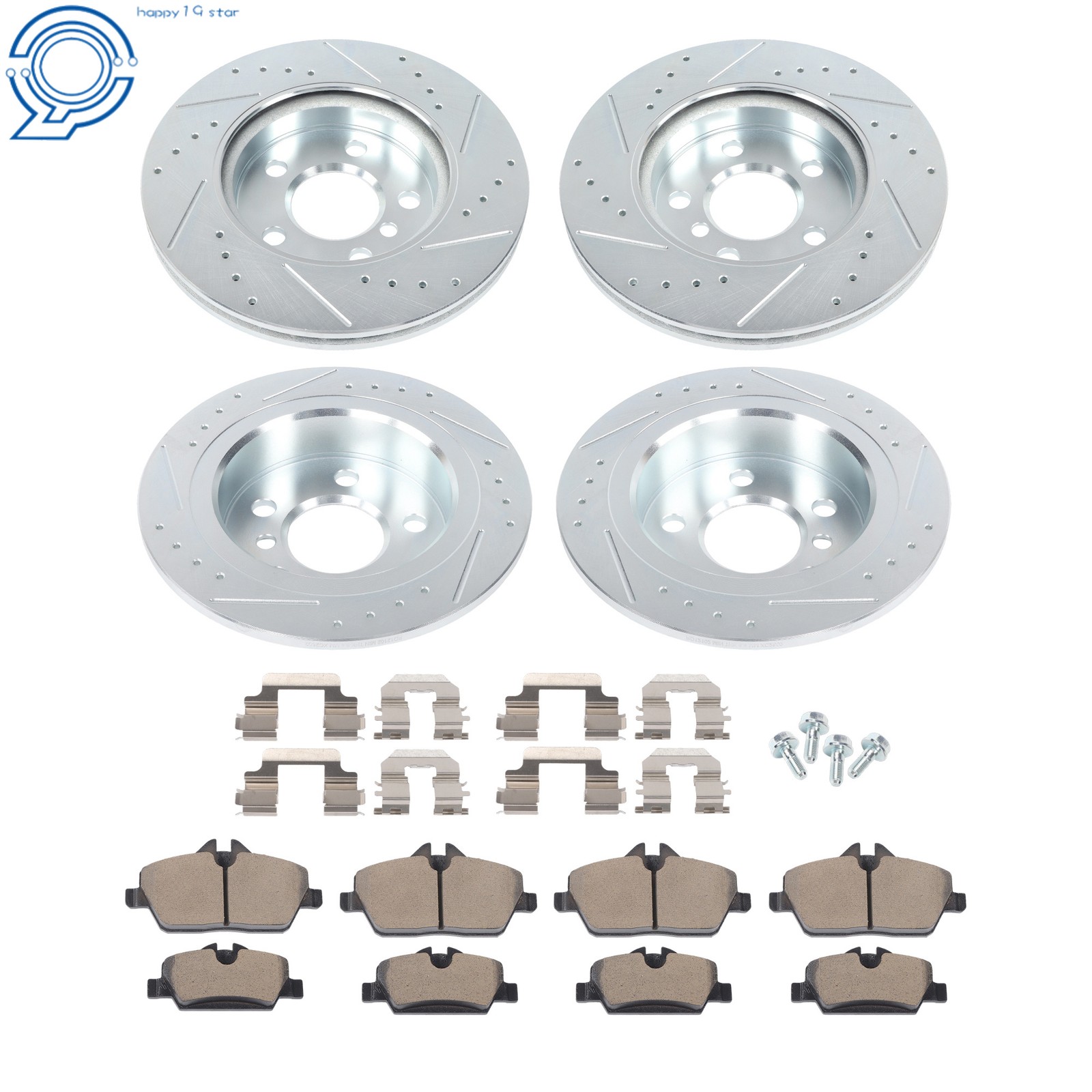 Front & Rear Drilled Brake Rotor & Brake Pads For Mini Cooper F56/ F57 2015-2016