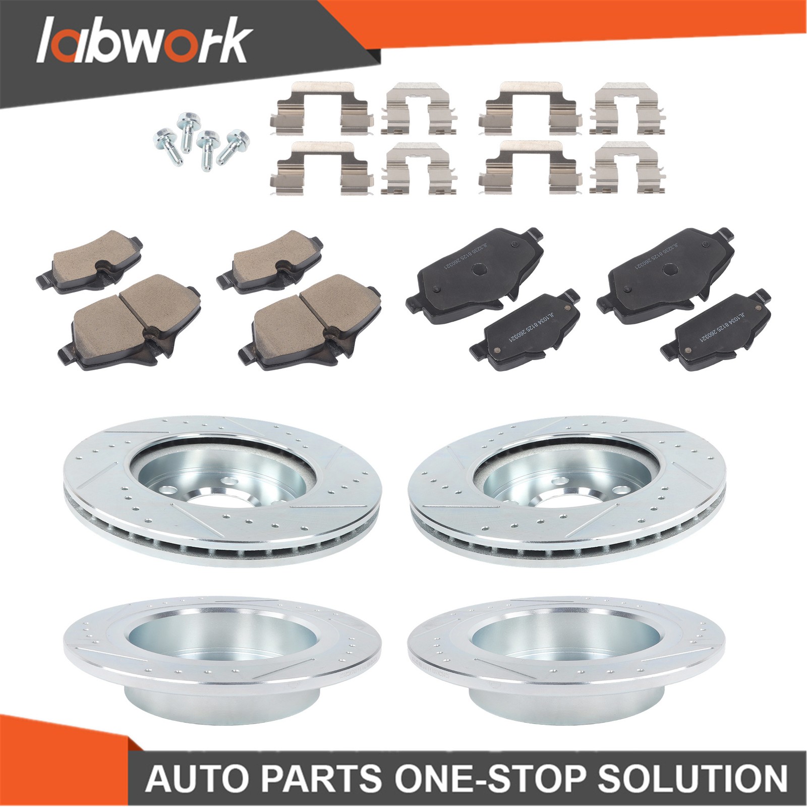 Labwork Drilled Brake Rotor & Brake Pads 15-16 For Mini Cooper F56/F57 L3 1.5L