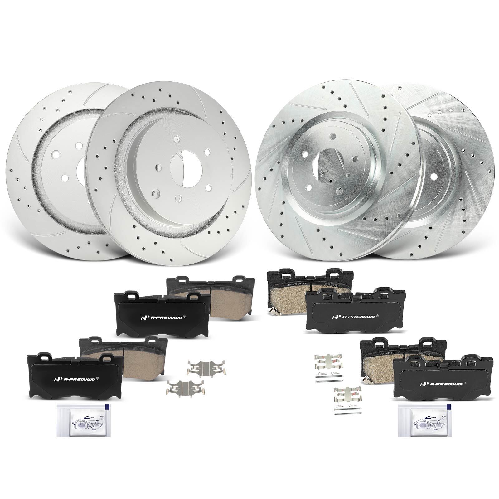 A-Premium Front & Rear Drilled Brake Rotors & Ceramic Pads for INFINITI Q50 Q60