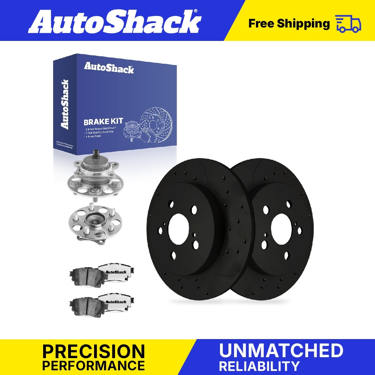 Rear Drilled Slotted Brake Rotors Pads Hubs for Toyota, Corolla 2020-2022