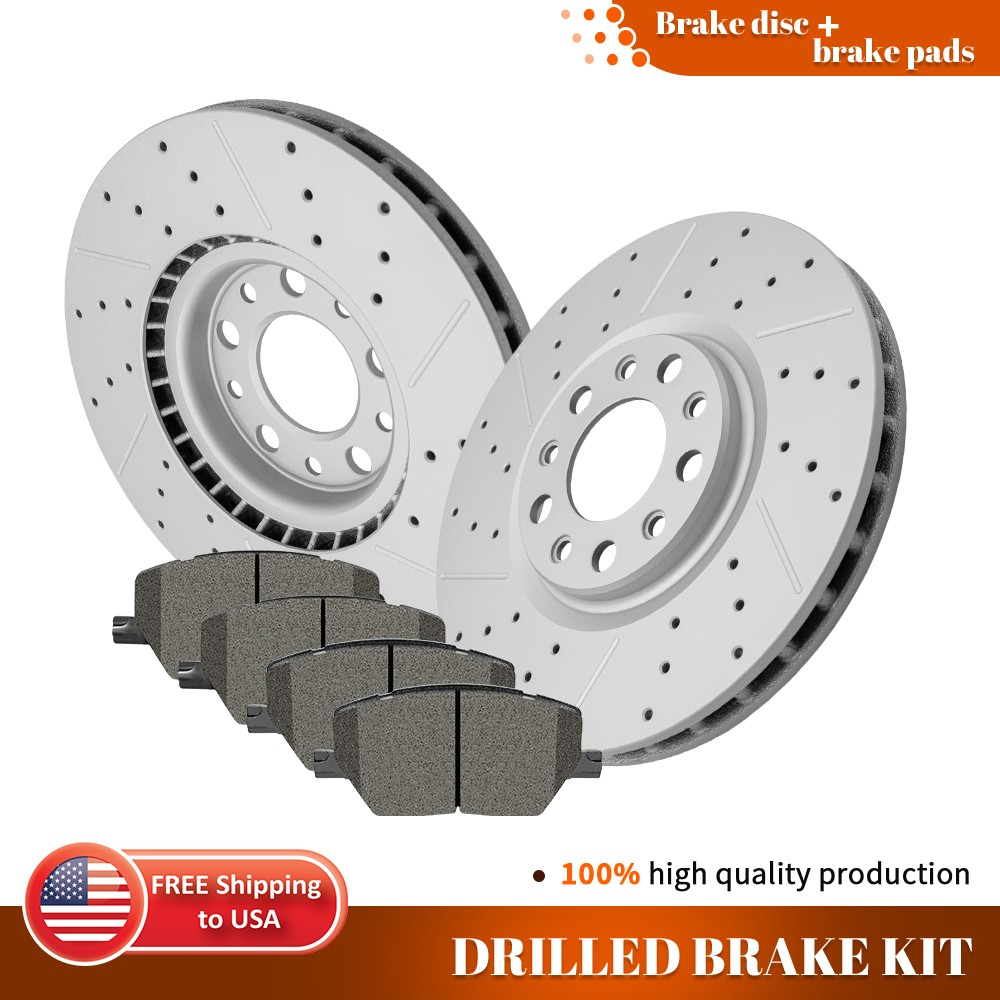 Front Drilled Brake Rotors Brake Pads Kit for Jeep Compass Renegade 2015 – 2022