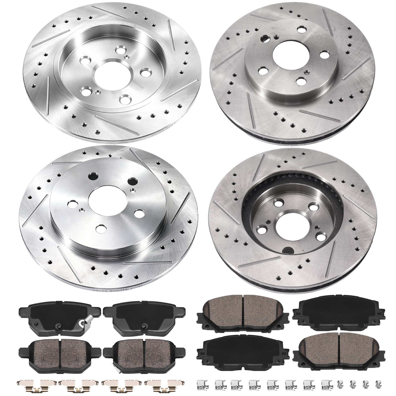 Front + Rear 10.20” 259m Drilled Brake RotorBrake Pad for Toyota Lexus CT200H
