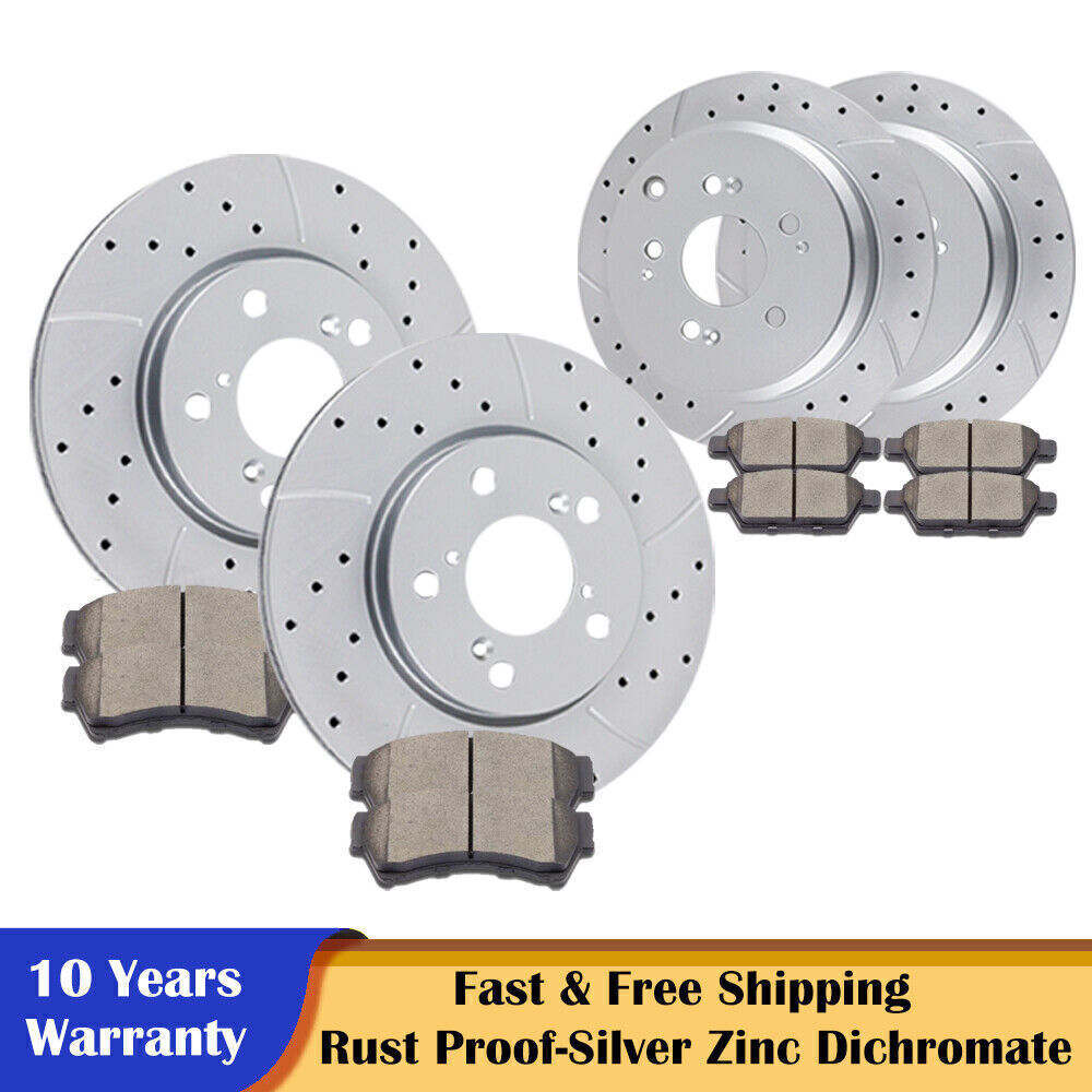 Front Rear Brake Discs Rotors and Ceramic Pads Kits for 2005-2010 Honda Odyssey