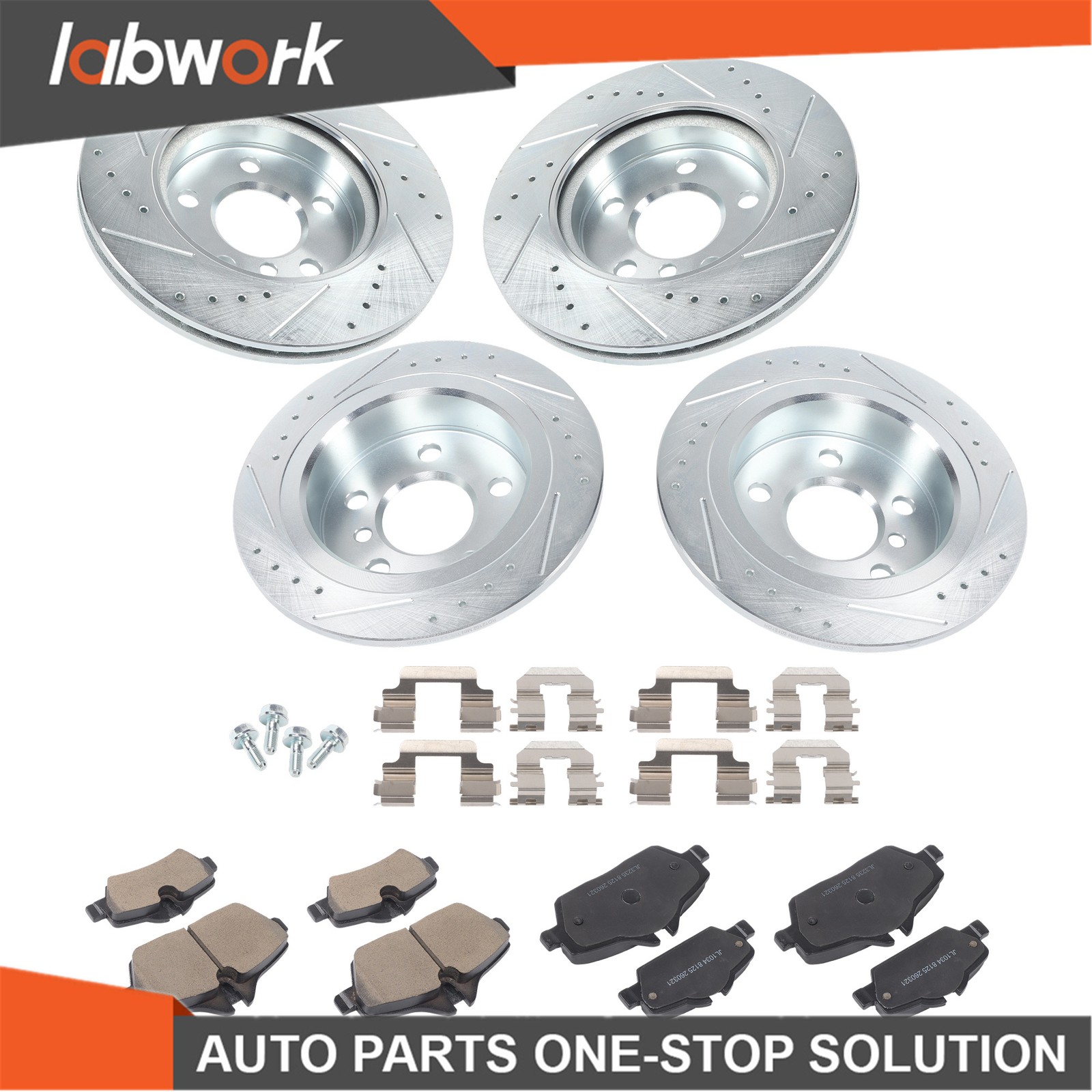 Labwork Drilled Brake Rotor & Brake Pads 15-16 For Mini Cooper F56/F57 L3 1.5L