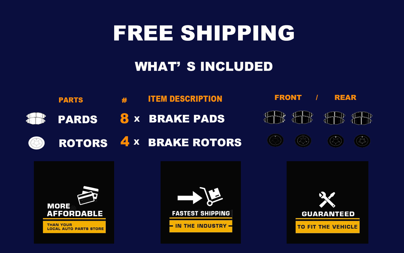 Front Rear Drilled Slotted Brake Rotors and Pads for 2012-2020 Ford F-150 6 Lugs