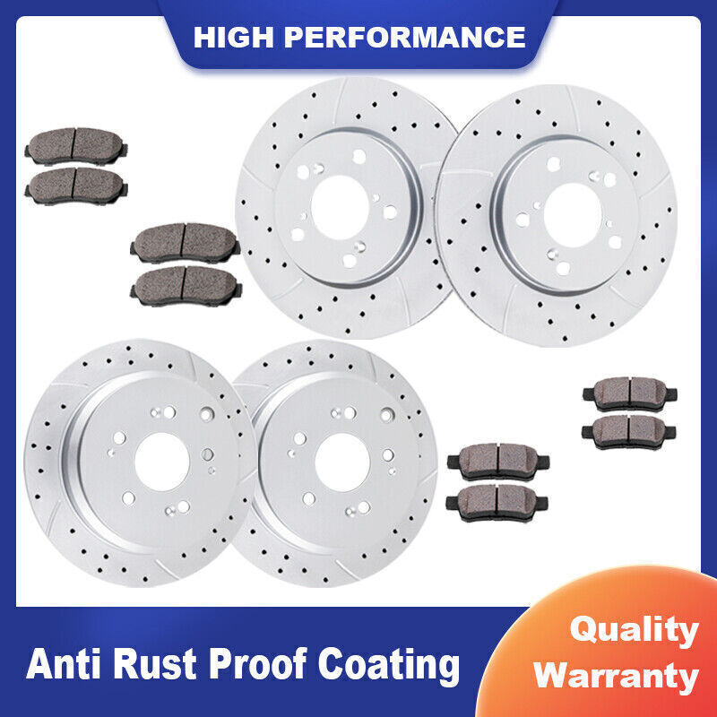 Front Rear Drilled Rotors Discs Brake Pads for Honda Odyssey Brakes Rotor Kits