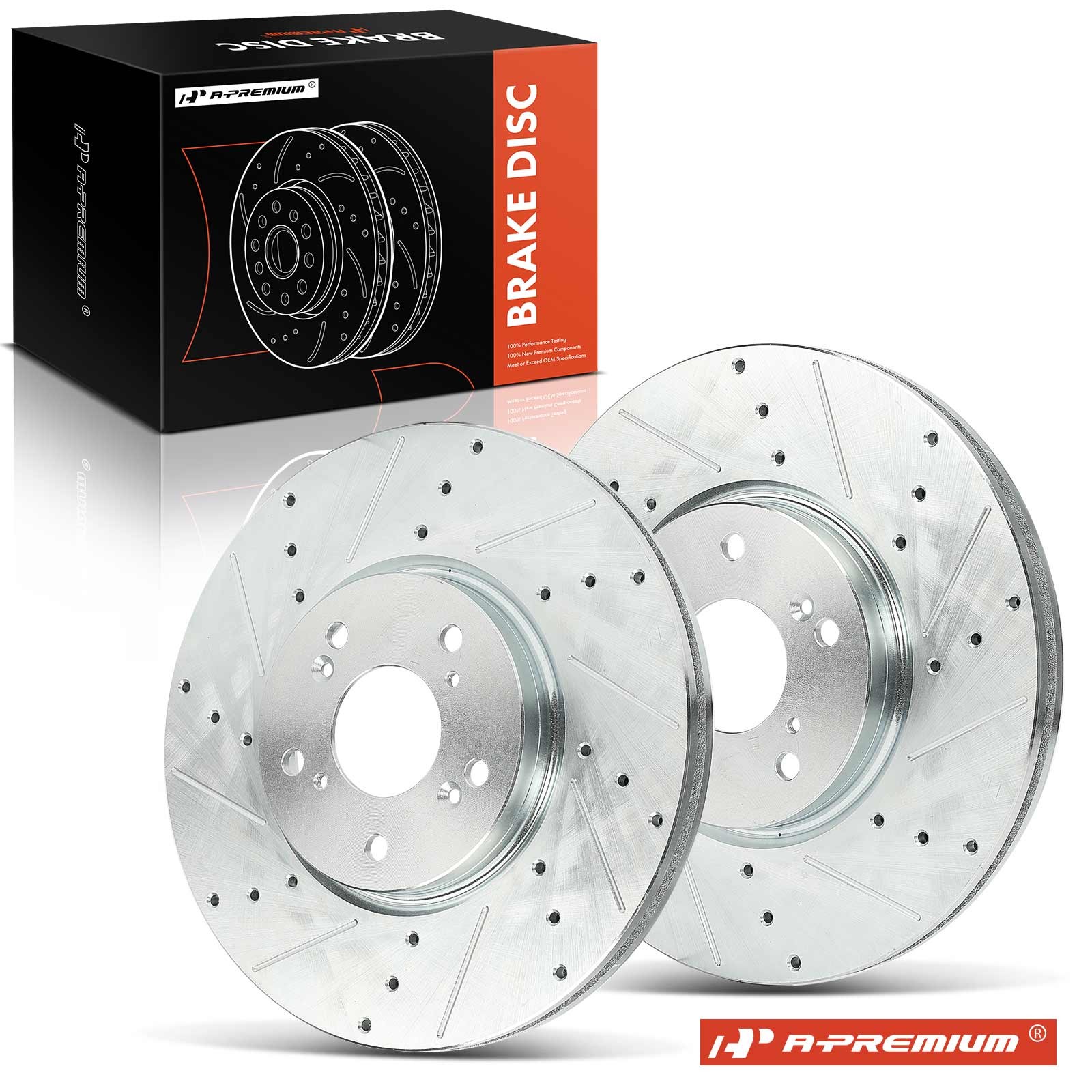 A-Premium Front Side Drilled Brake Rotors for Acura TL 2004-2008 3.2L 3.5L 310mm
