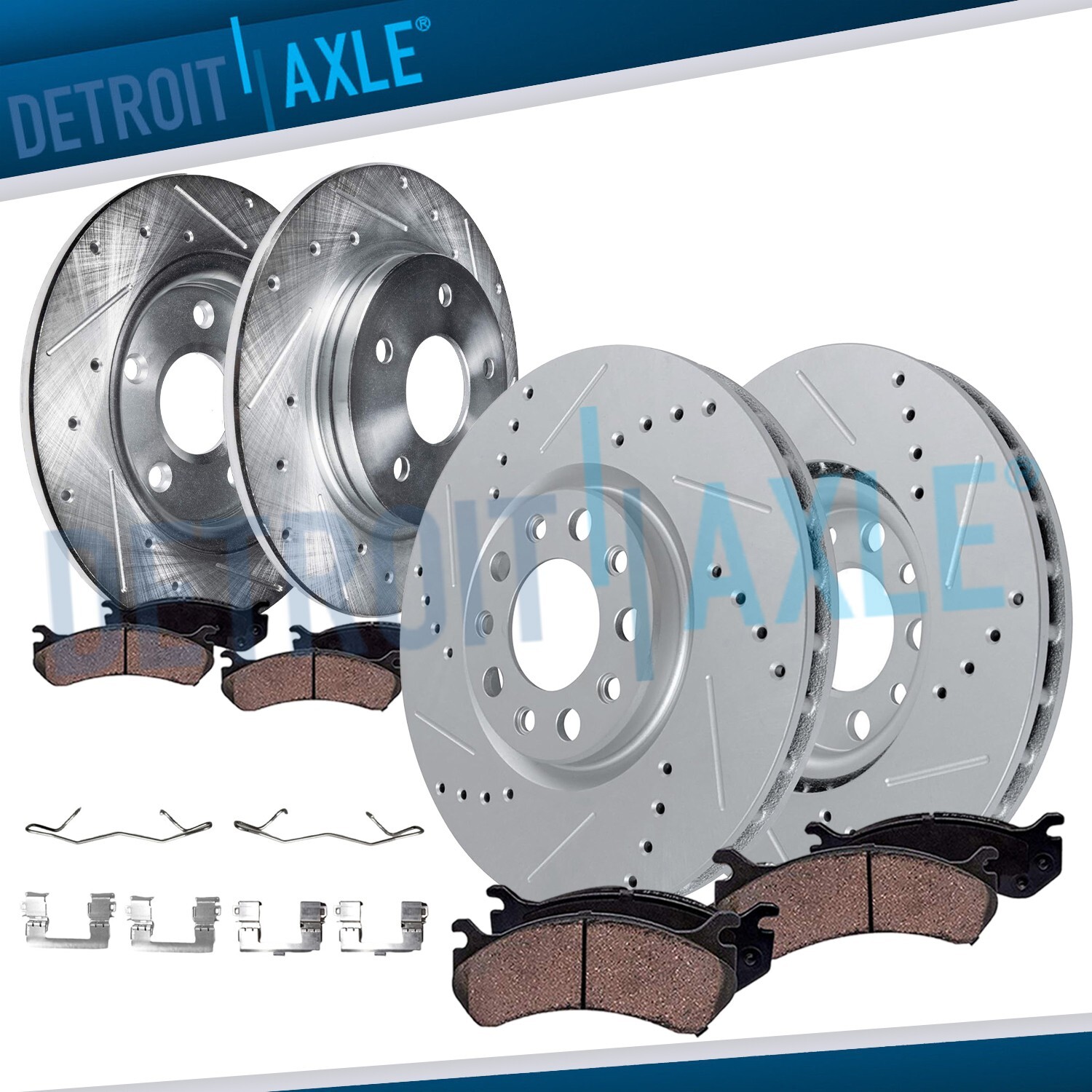 Front and Rear Drilled Brake Rotors Brake Pads for 2016 – 2018 Buick Envision