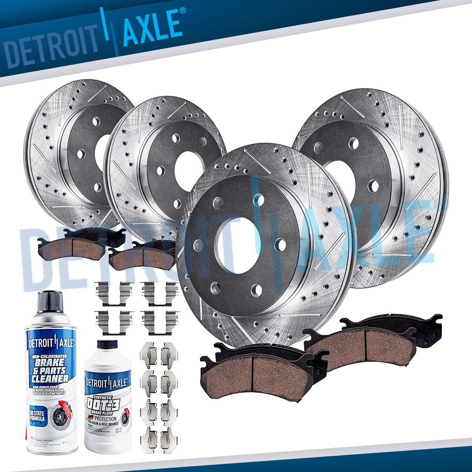 Front & Rear Drilled Brake Rotor + Brake Pad for Avalanche Tahoe Yukon Suburban