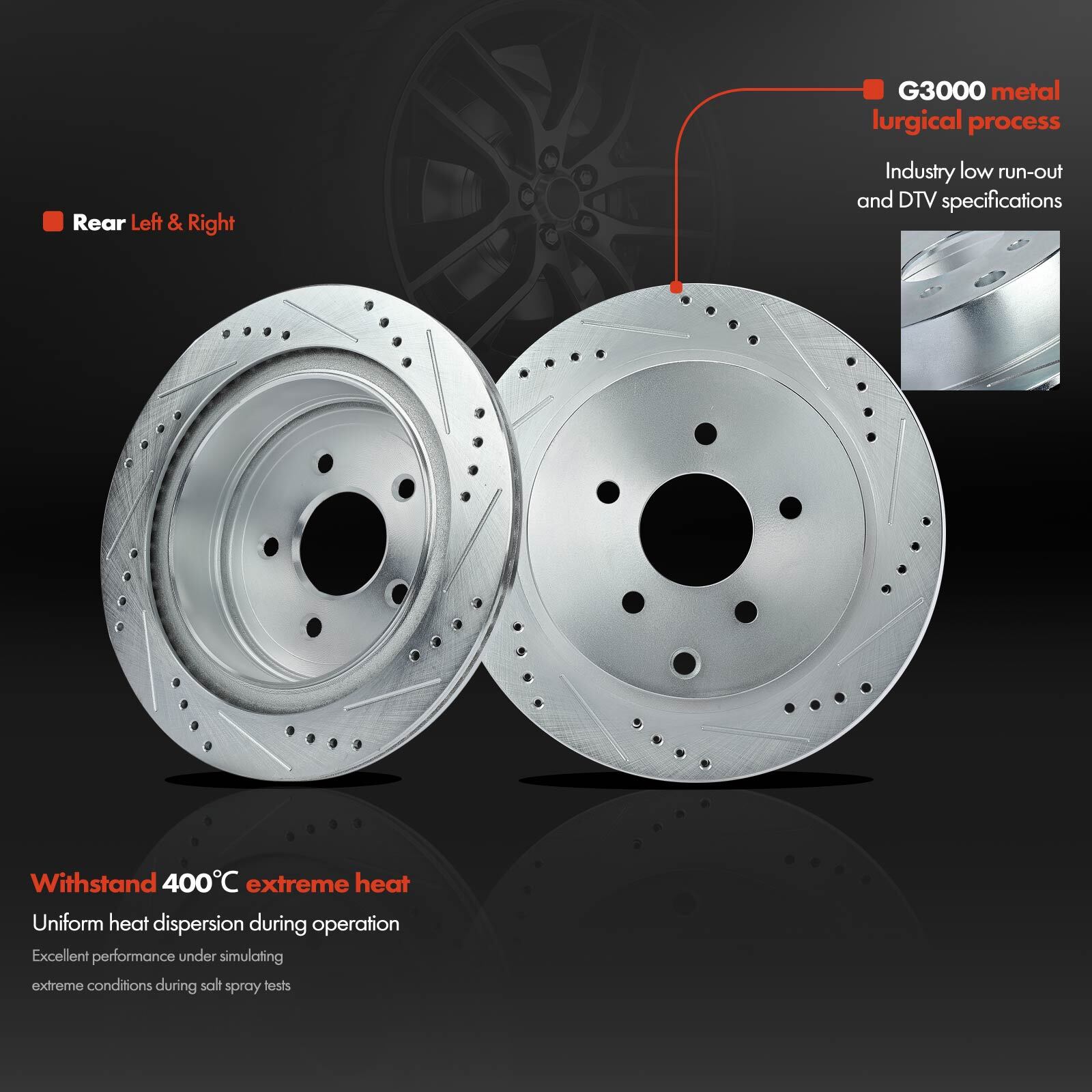 Front & Rear Drilled Rotor & Ceramic Brake Pad for Nissan Murano 2005-2007 2012