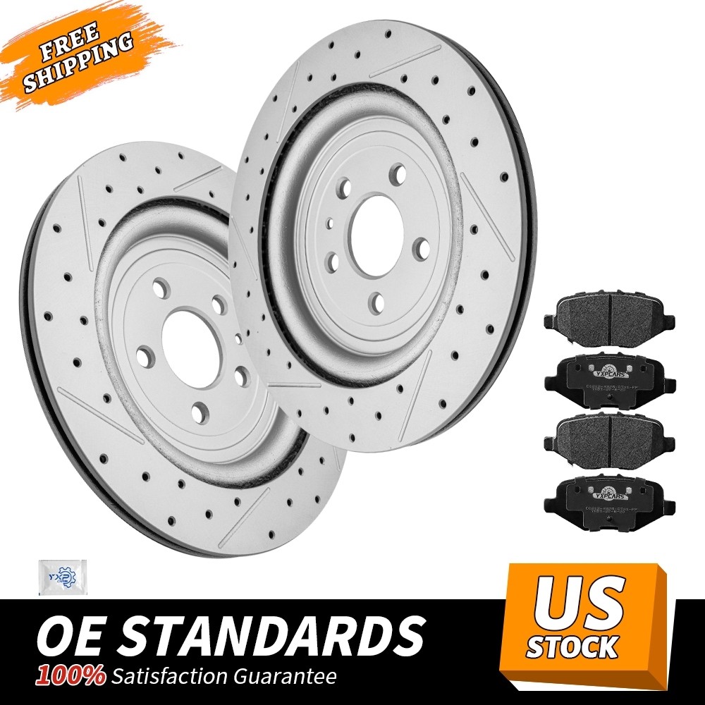 345mm Rear Disc Rotors Ceramic Brake Pads for Ford Explorer w/ Heavy Duty Brakes