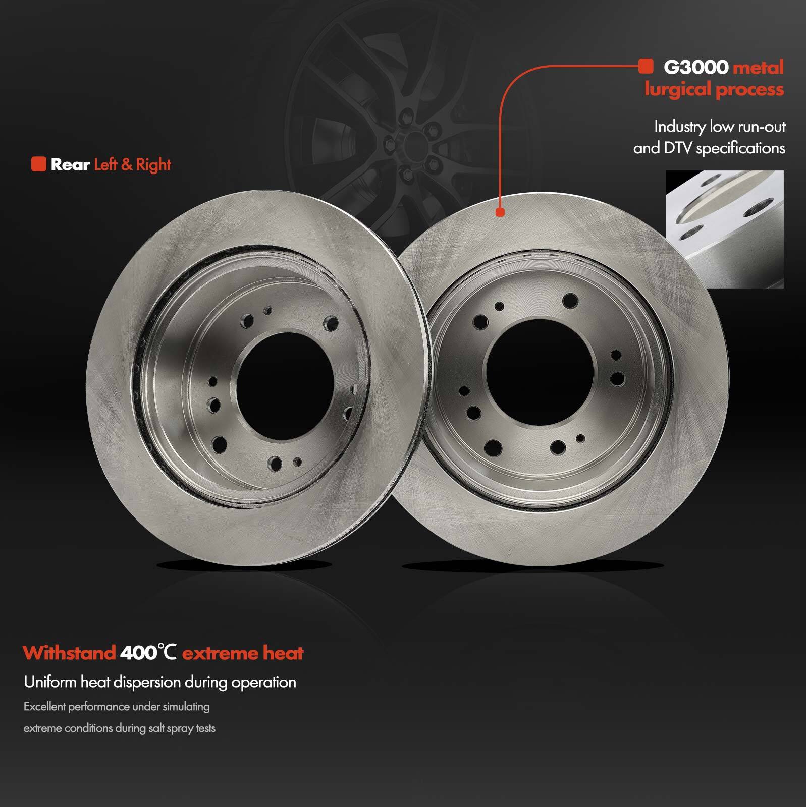 Rear LH & RH Side Disc Brake Rotors + Brake Pads for Kia Sorento 2007 2008 2009