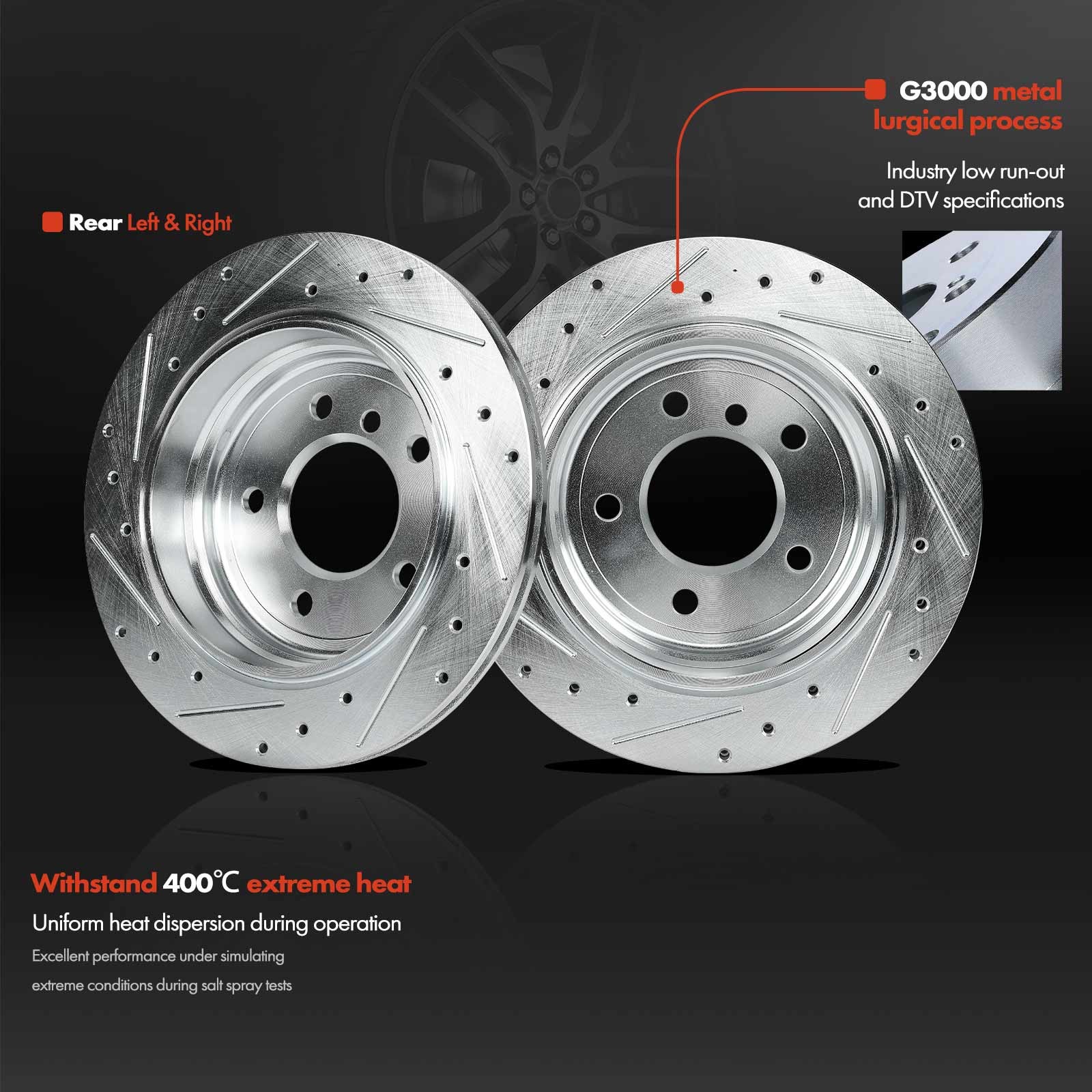 12pcs Front & Rear Side Drilled Rotors & Brake Pads for BMW 325xi E46 2001-2005
