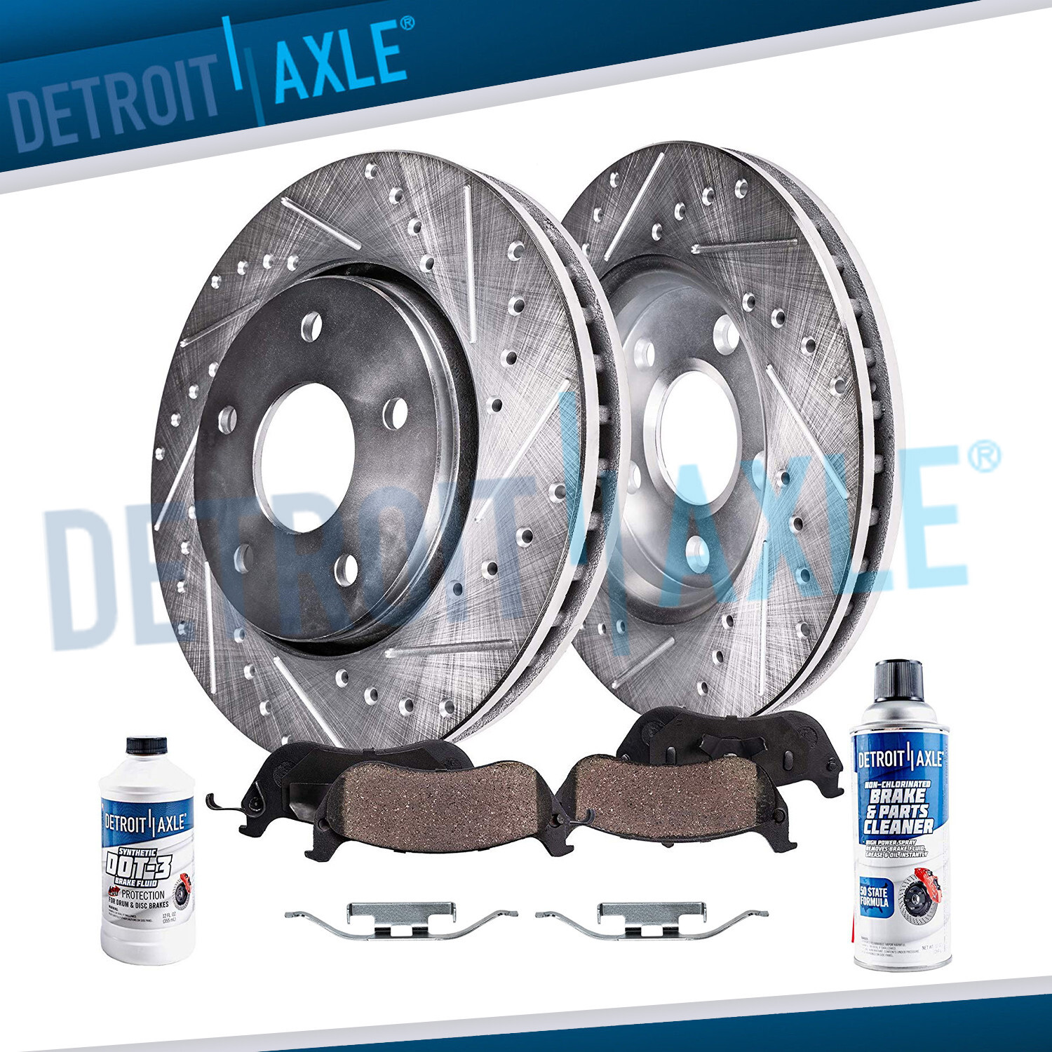 Rear Vented Drilled Slotted Brake Rotors + Ceramic Pads for 1999 2000 BMW 323i