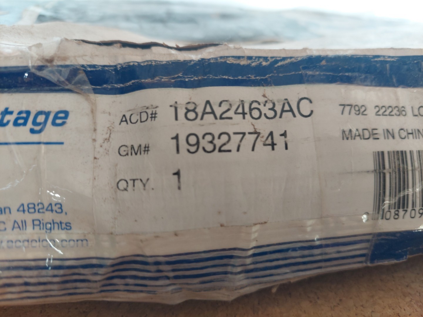Acdelco Acd#18a2463ac Gm#19327741