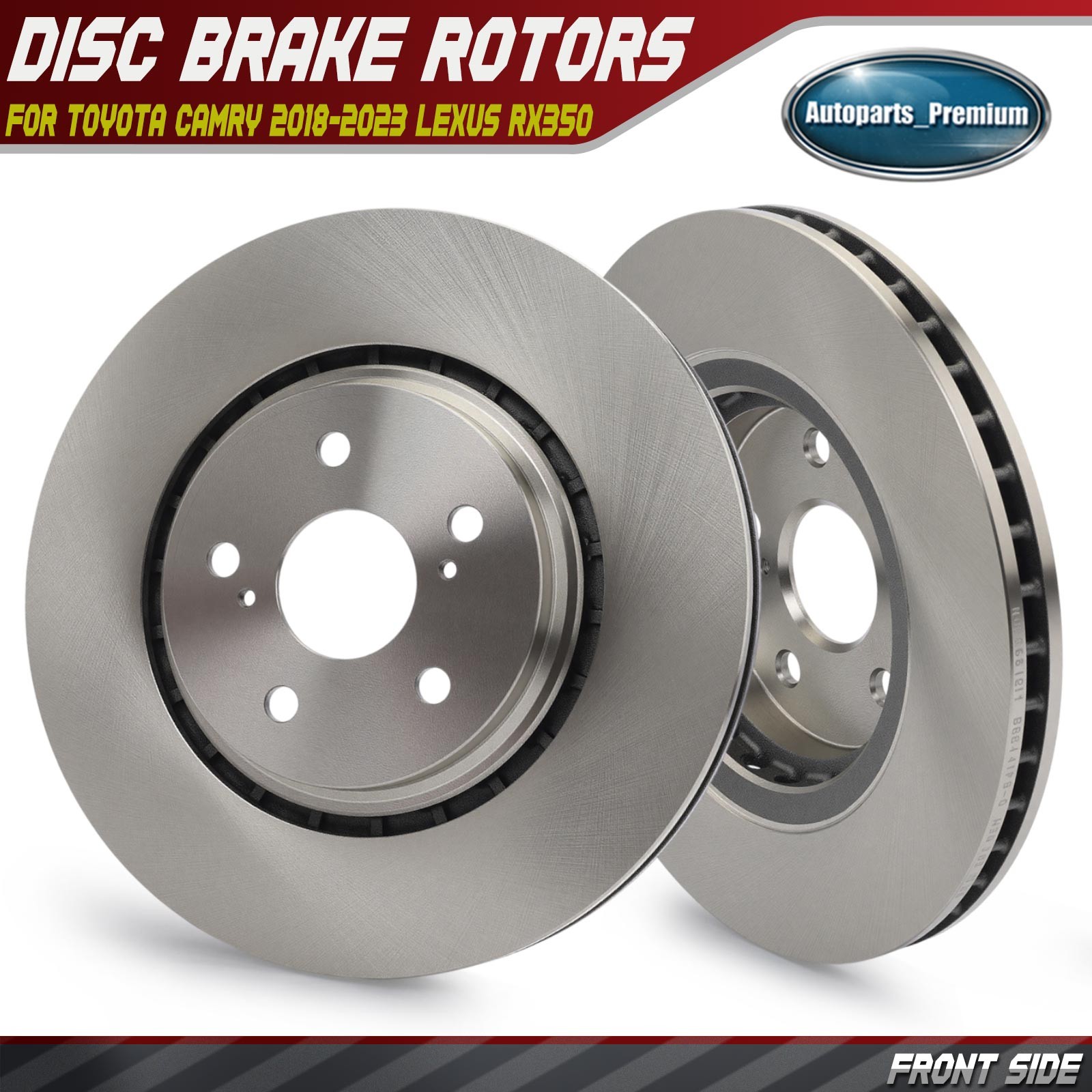 2x Front Disc Brake Rotors for Toyota Camry 2018-2023 Lexus RX350 RX350L RX450h