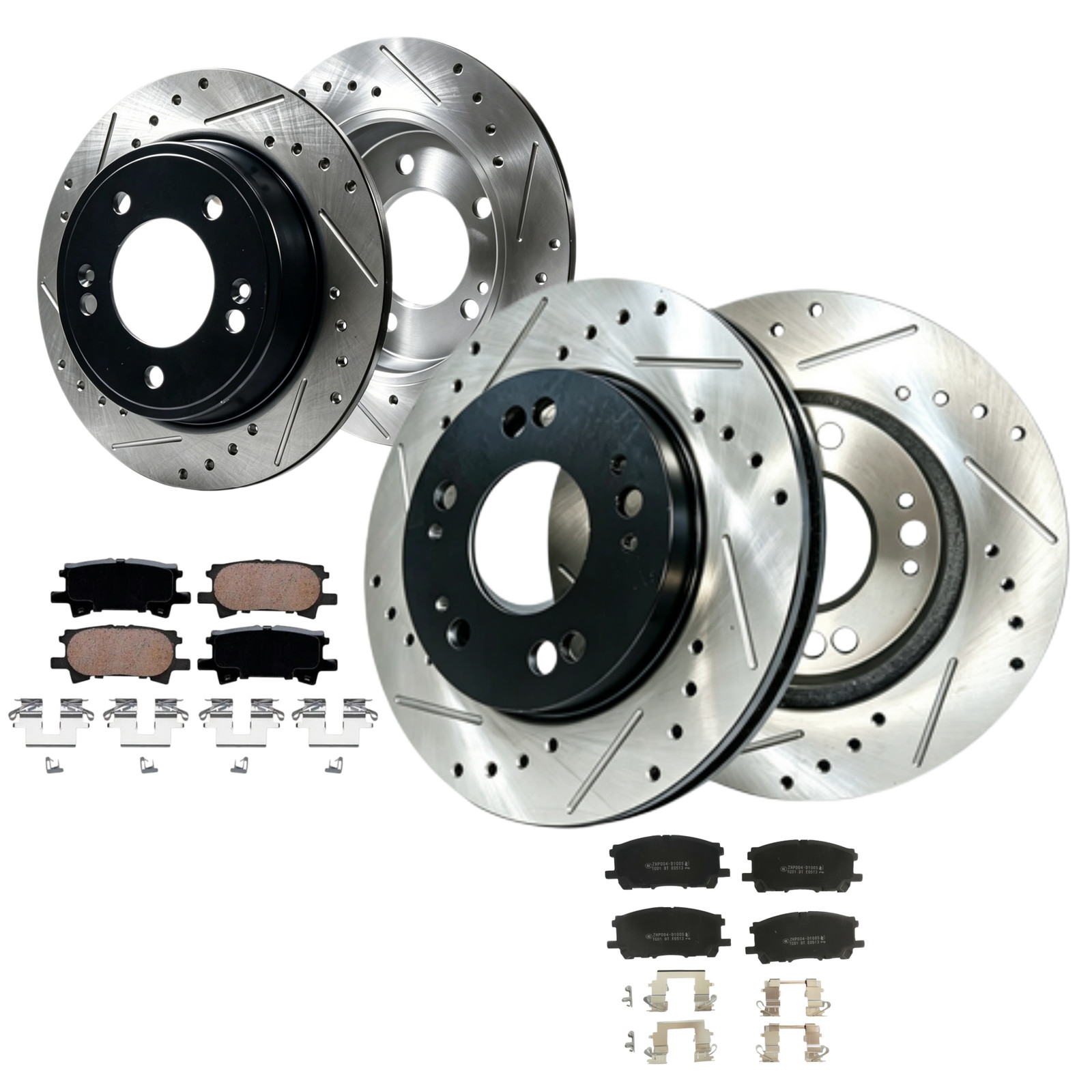 319mm Front and Rear Drilled Brake Rotors Pads for 2006 2007 2008 Lexus RX400H