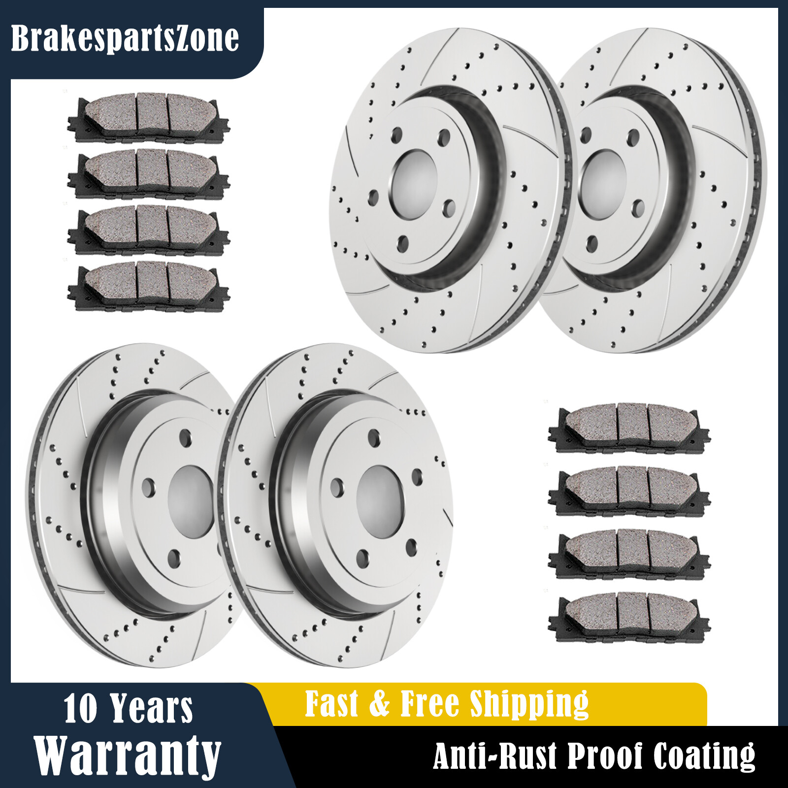 Front and Rear Brake Rotors Pads Kit fit for Dodge Durango Jeep Grand Cherokee