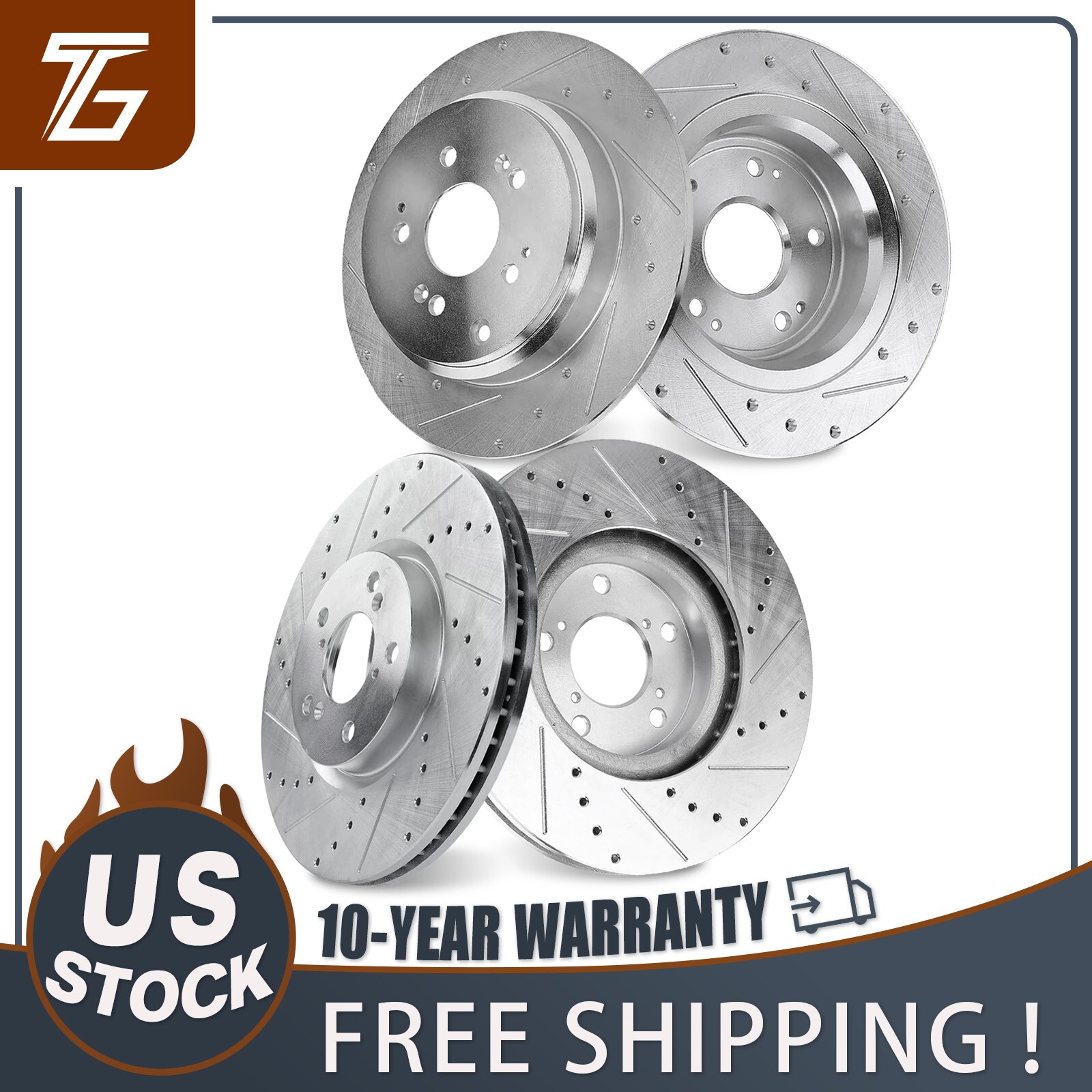 Front 12.98″ Rear 13.13″ Drilled Brake Rotors for 2007 – 2013 Acura MDX