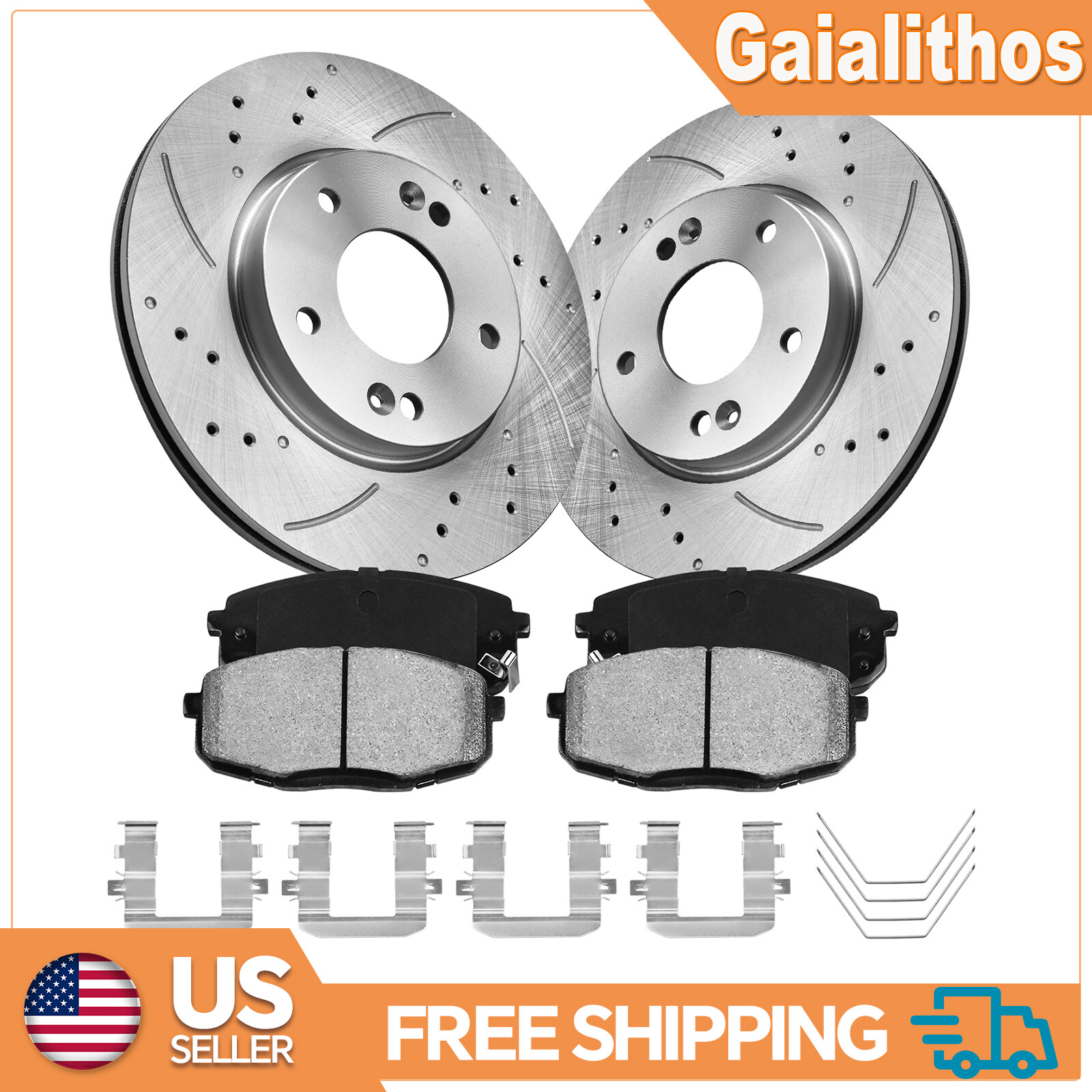 Front Disc Brake Rotors and Brake Pads Kit For Kia Soul Forte Hyundai Elantra GT