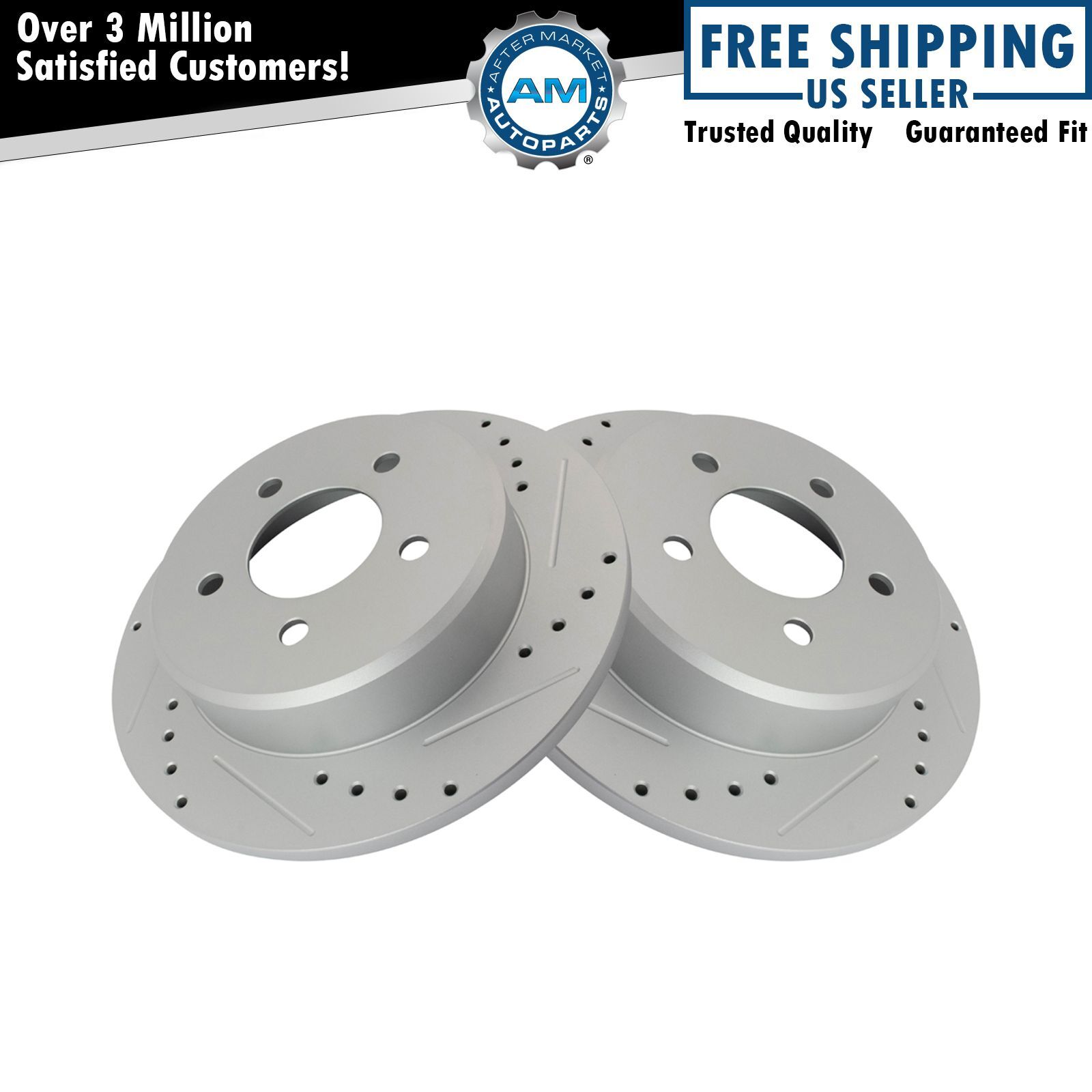 Performance Brake Rotor Drilled Slotted G-Coated Rear Pair for Dodge
