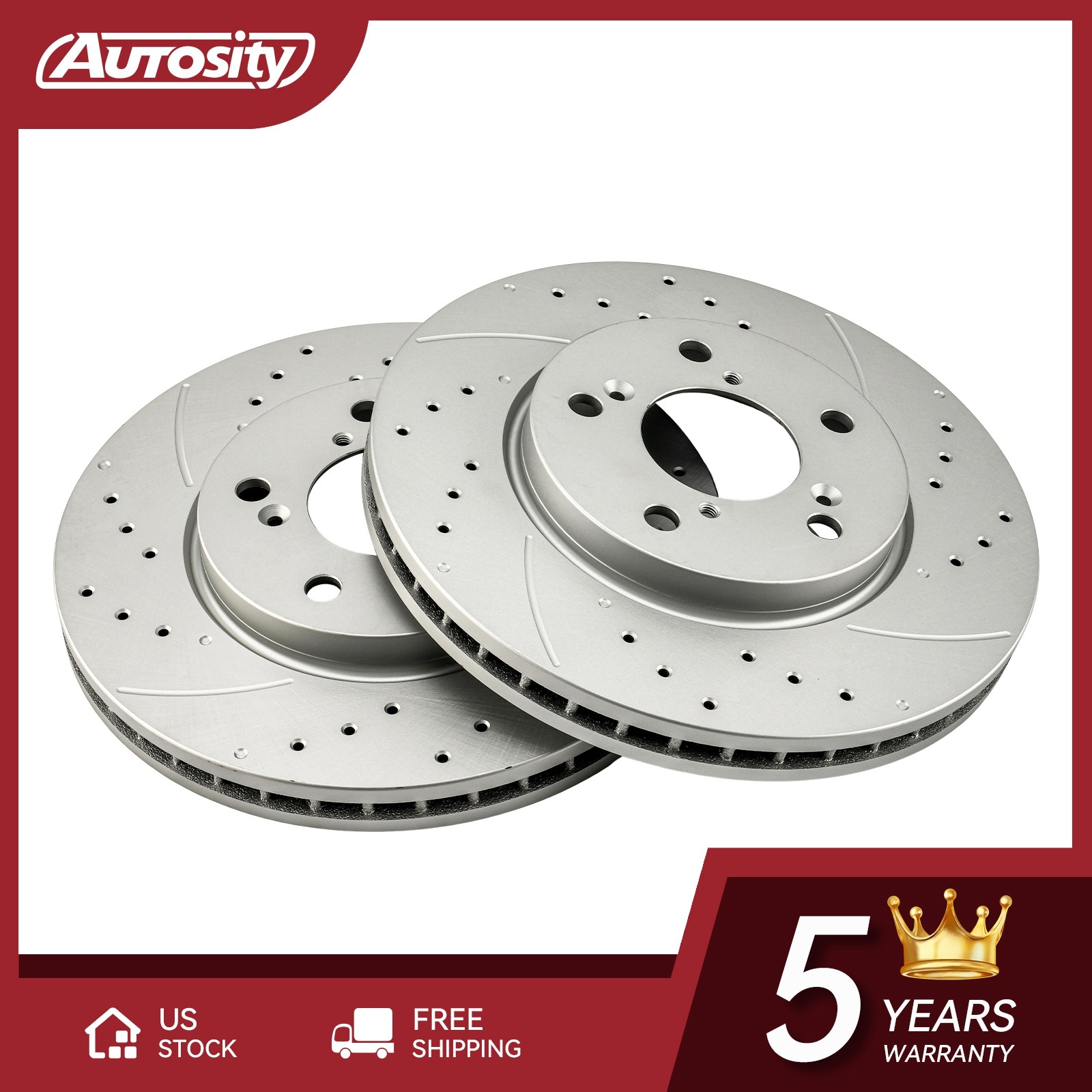 Front Coated Drilled & Slotted Brake Rotors Fits 2005-2010 Honda Odyssey Pair