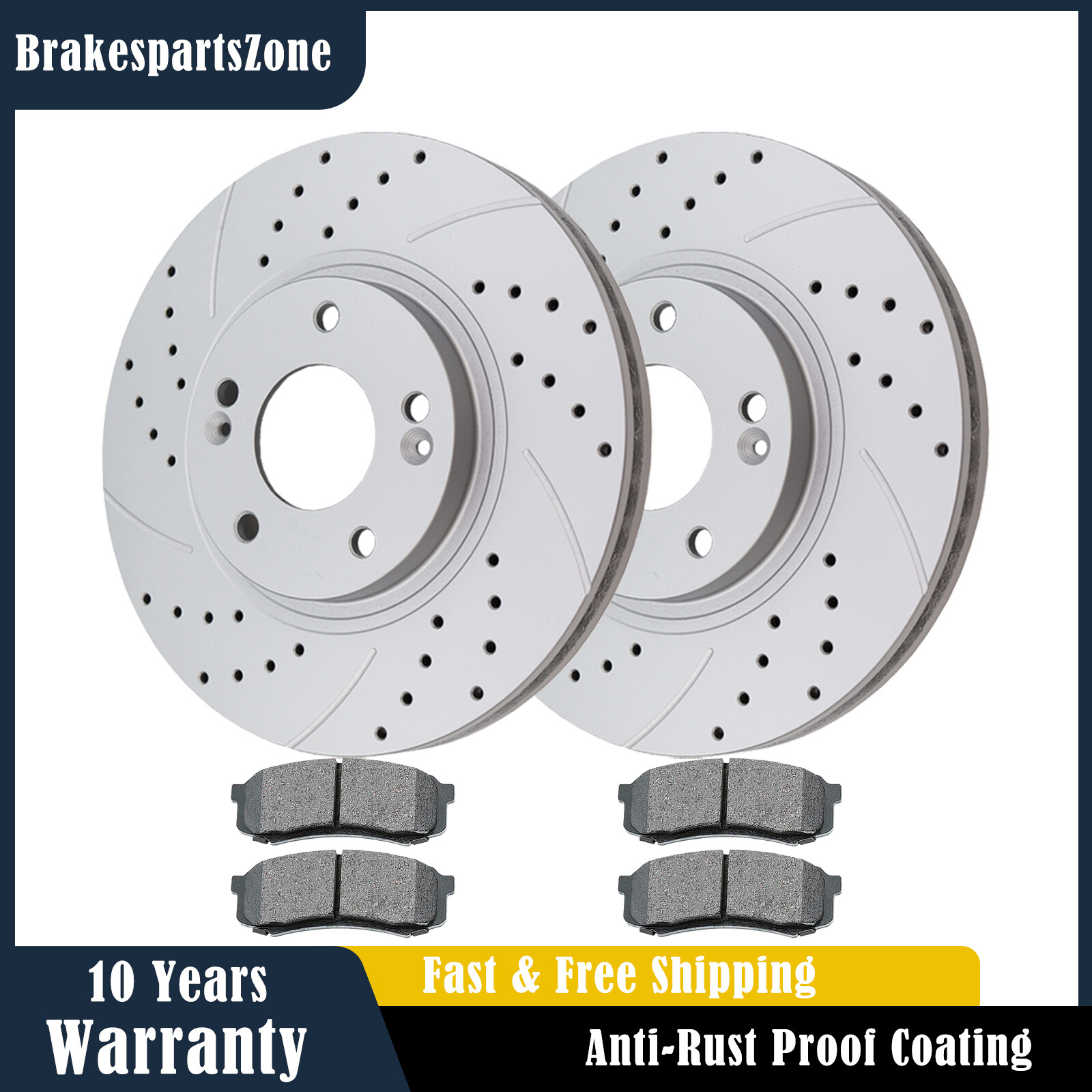 300mm Front Brake Rotors Pads Kit for Hyundai Sonata 2011-2015 Drilled Brakes