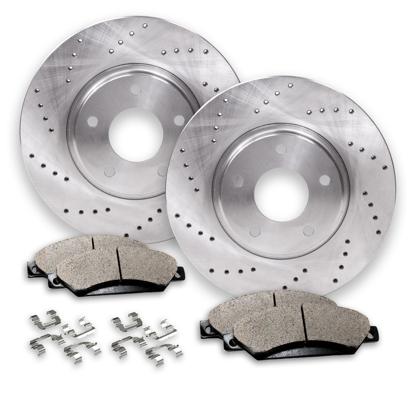 Rear Drilled Brake Rotors + Pads for 2017-2021 Chrysler Pacifica Voyager