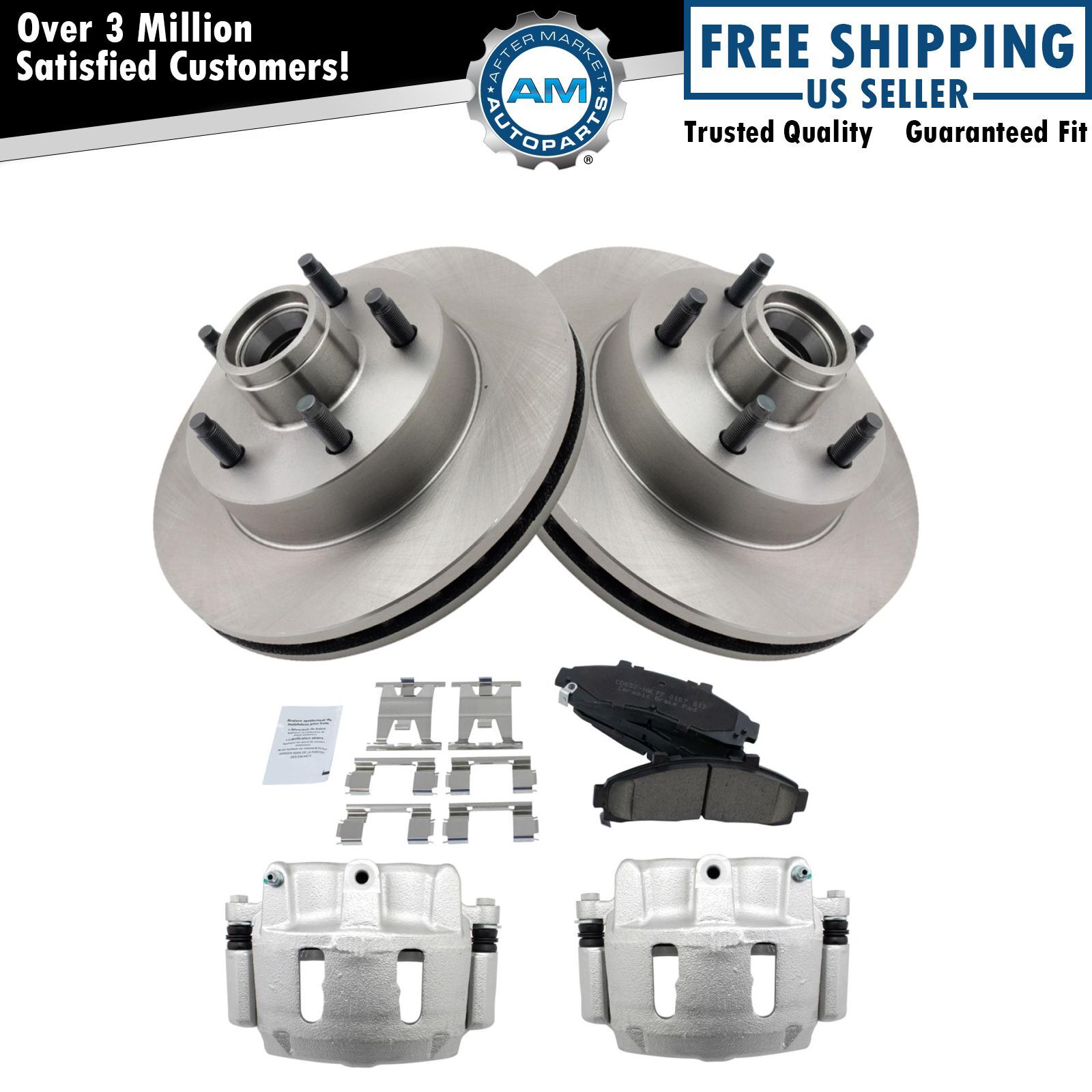 Front Brake Calipers Ceramic Pads & Rotors Fits 1998-2002 Ford Ranger Mazda B