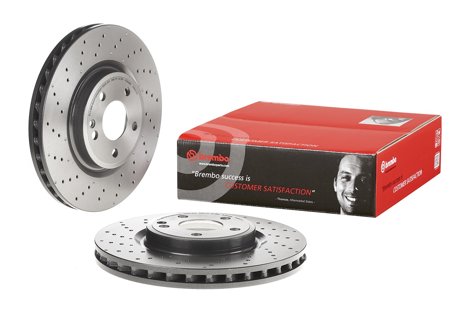 Brembo Front Left or Right 320mm Drilled Disc Brake Rotor For Mercedes C117 X156