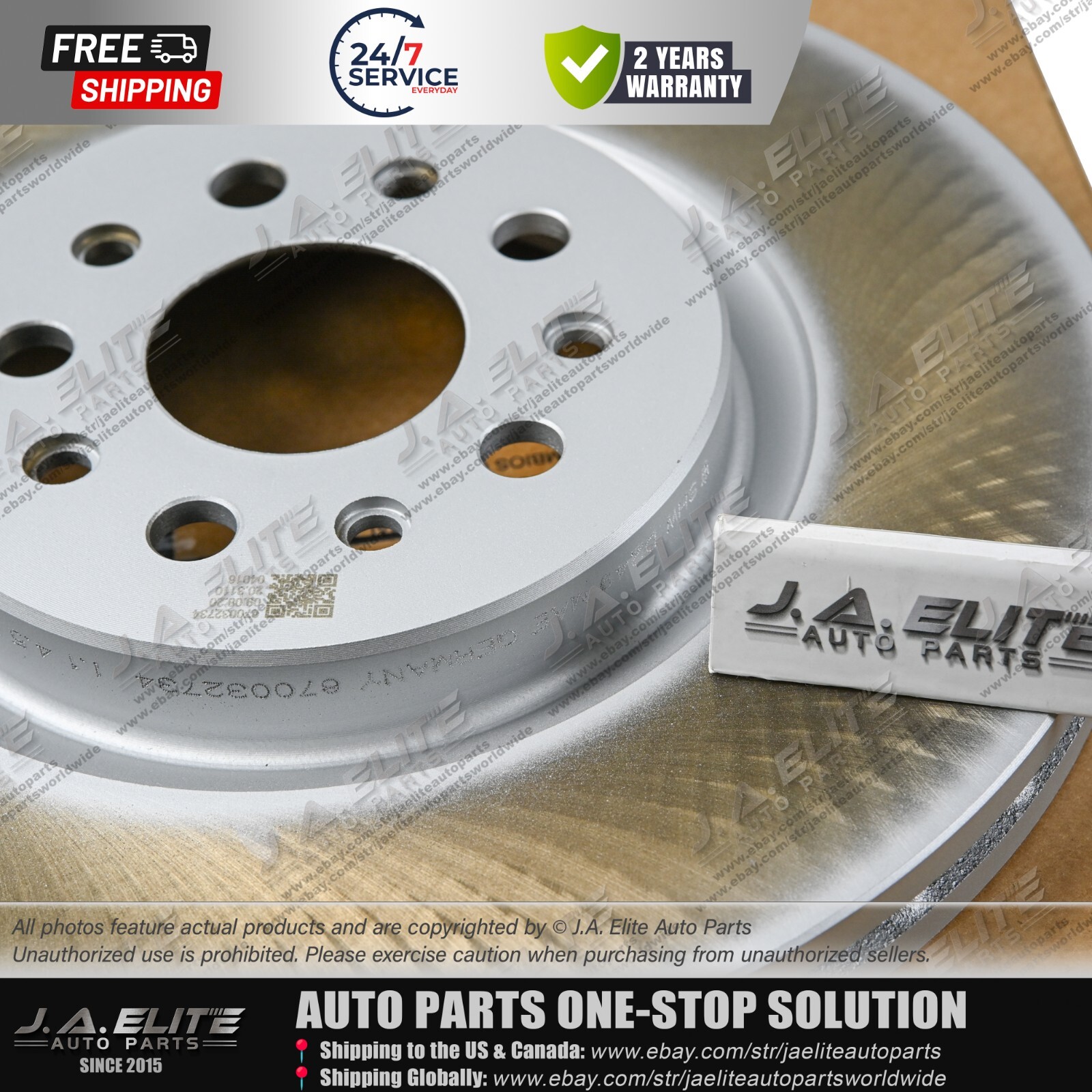 2pcs Front Brake Rotor Without Holes fit Maserati Ghibli Quattroporte, 670032734